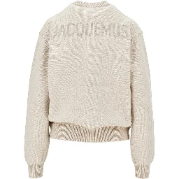 Logo intarsia merino wool cardigan