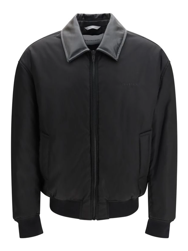 Black Nylon Bomber