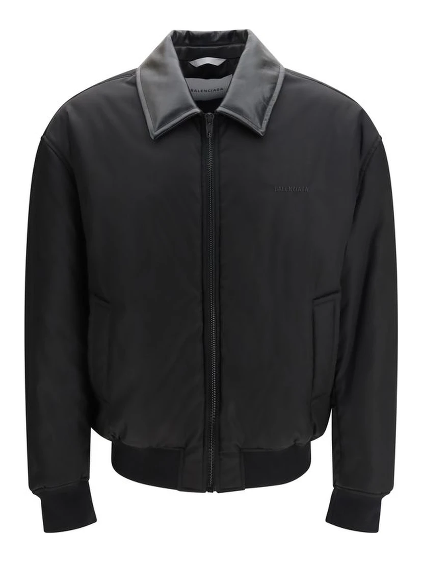 Black Nylon Bomber
