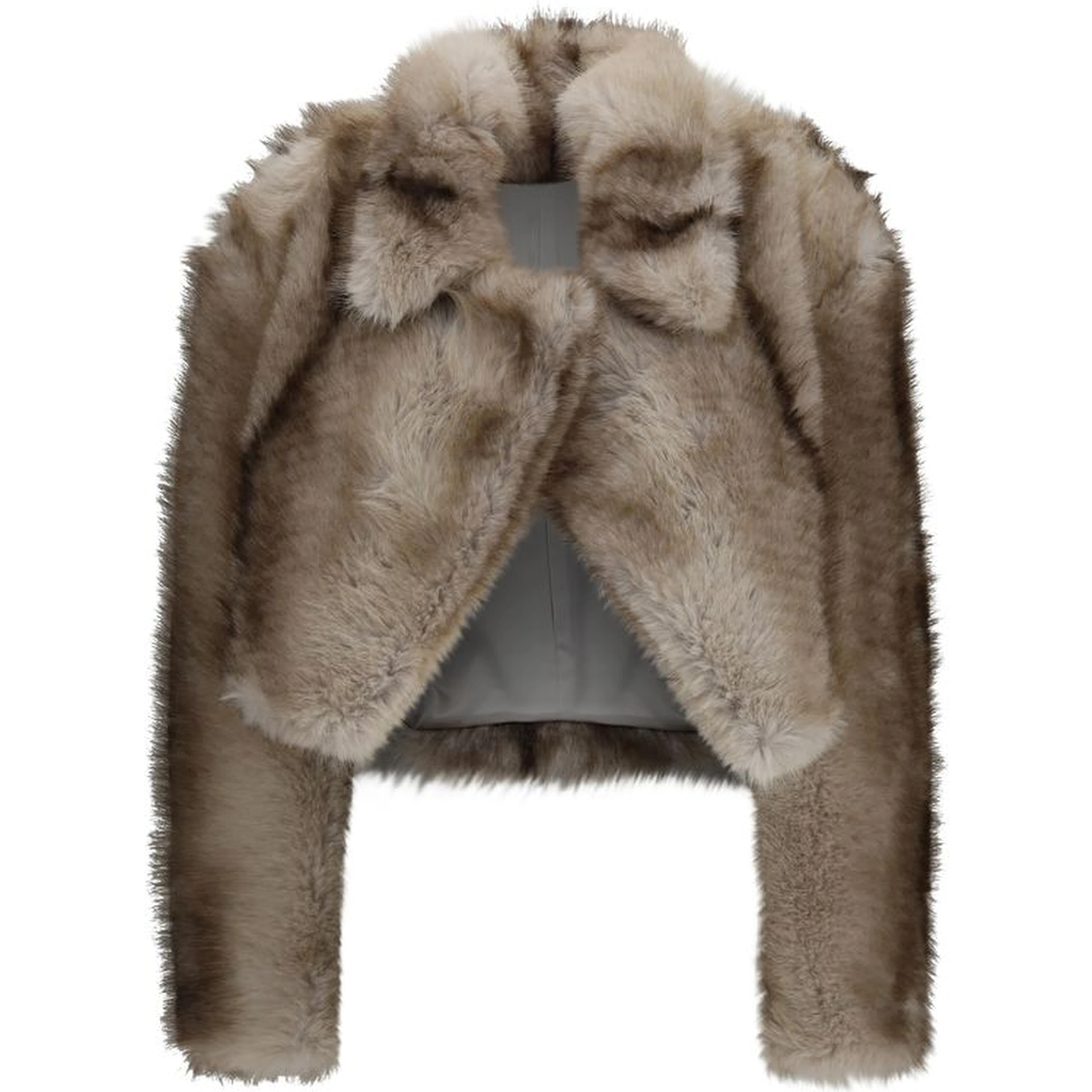 Gray Polyester Full-Length Jacket