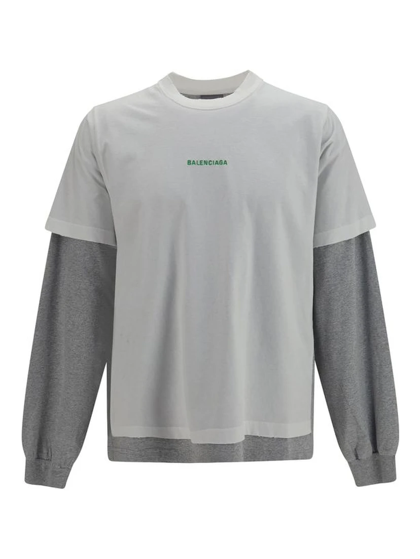 White Cotton Long Sleeve T-Shirt