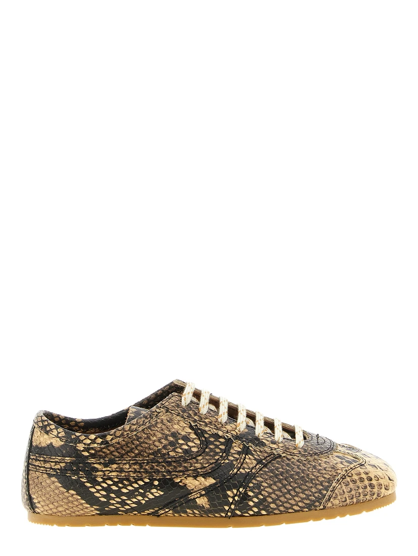 Beige Calfskin Low Top Sneakers