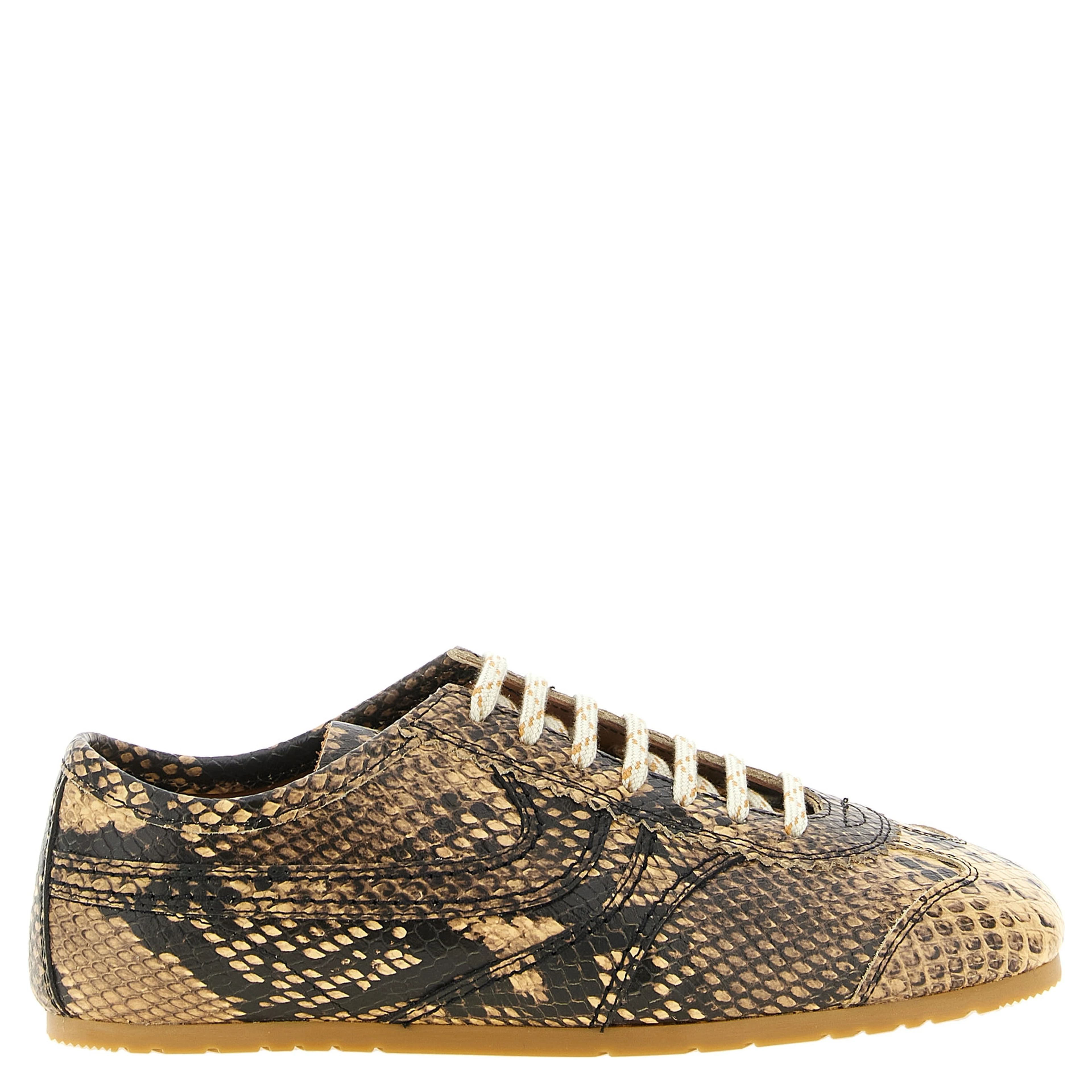 Beige Calfskin Low Top Sneakers