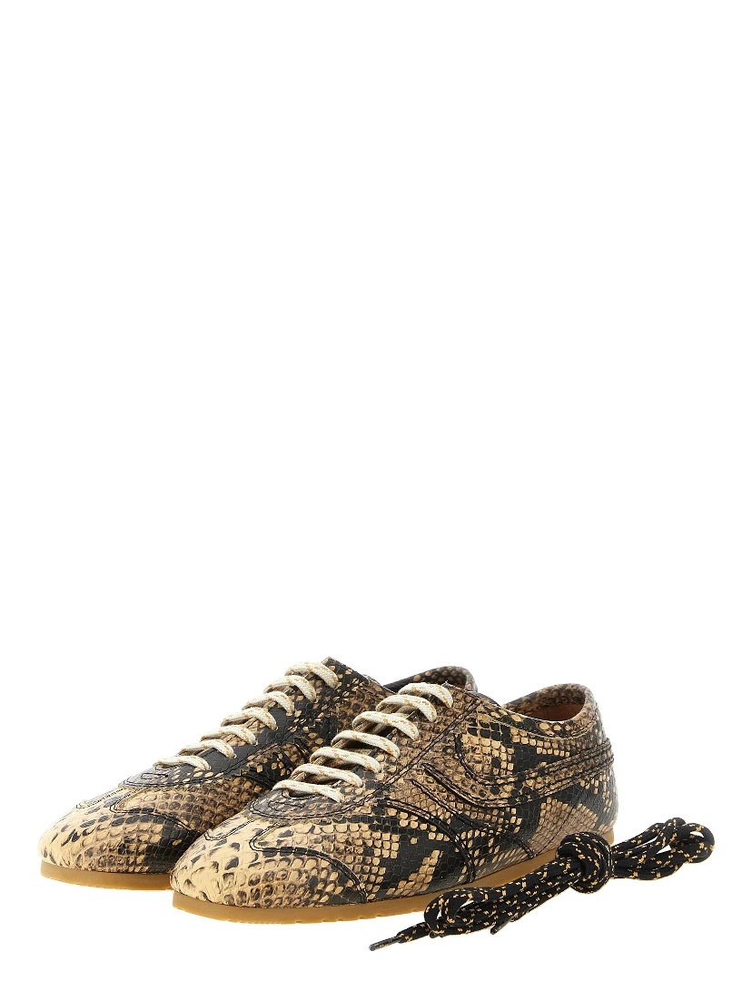 Beige Calfskin Low Top Sneakers