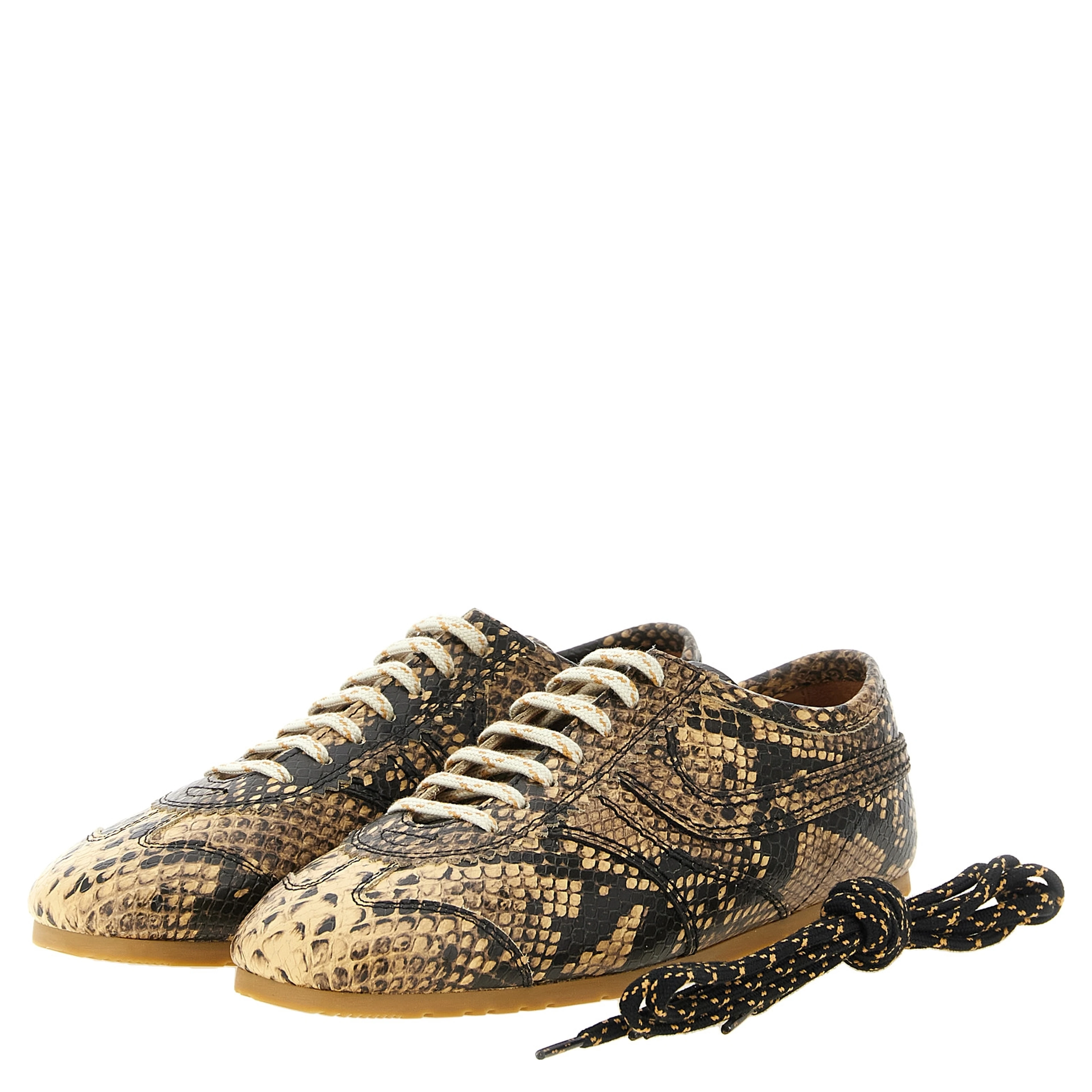 Beige Calfskin Low Top Sneakers