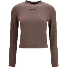 Brown Cotton Long Sleeve T-Shirt