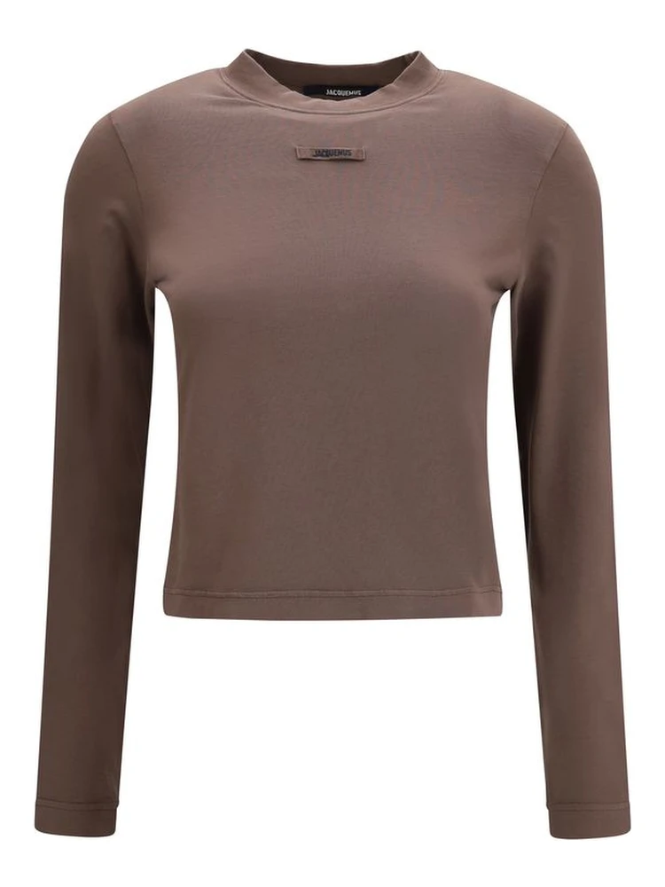 Brown Cotton Long Sleeve T-Shirt