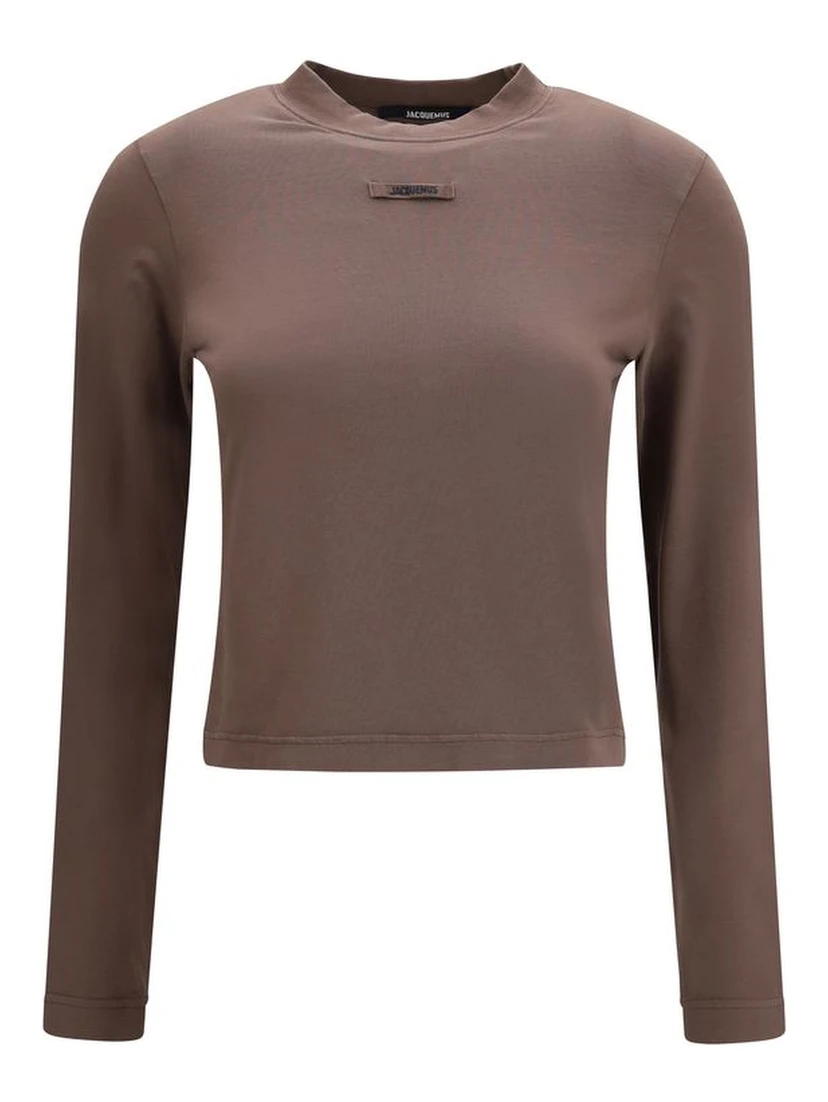 Brown Cotton Long Sleeve T-Shirt