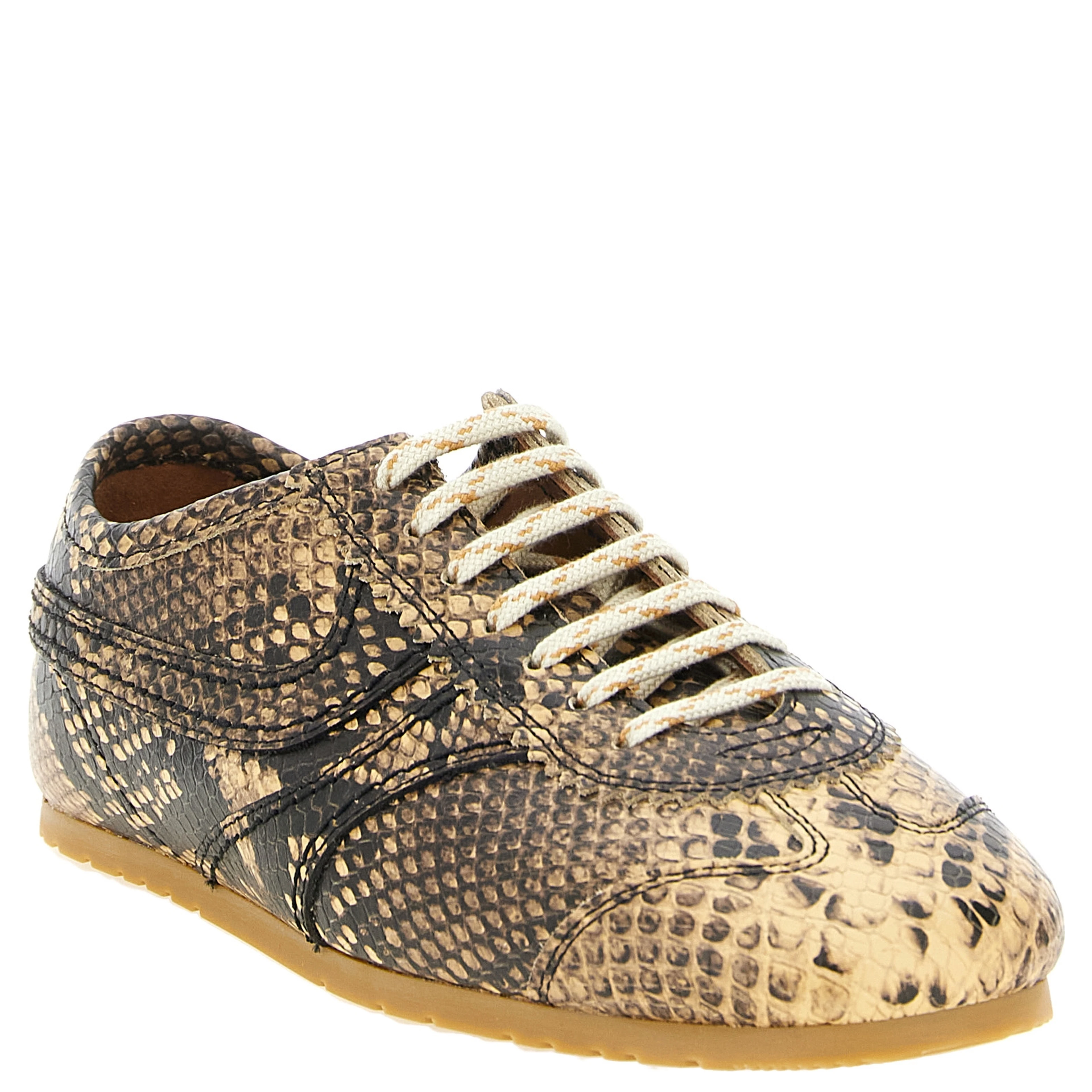 Beige Calfskin Low Top Sneakers