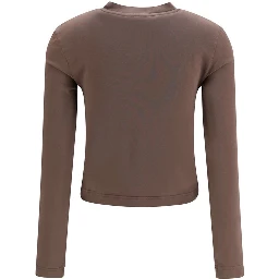 Brown Cotton Long Sleeve T-Shirt