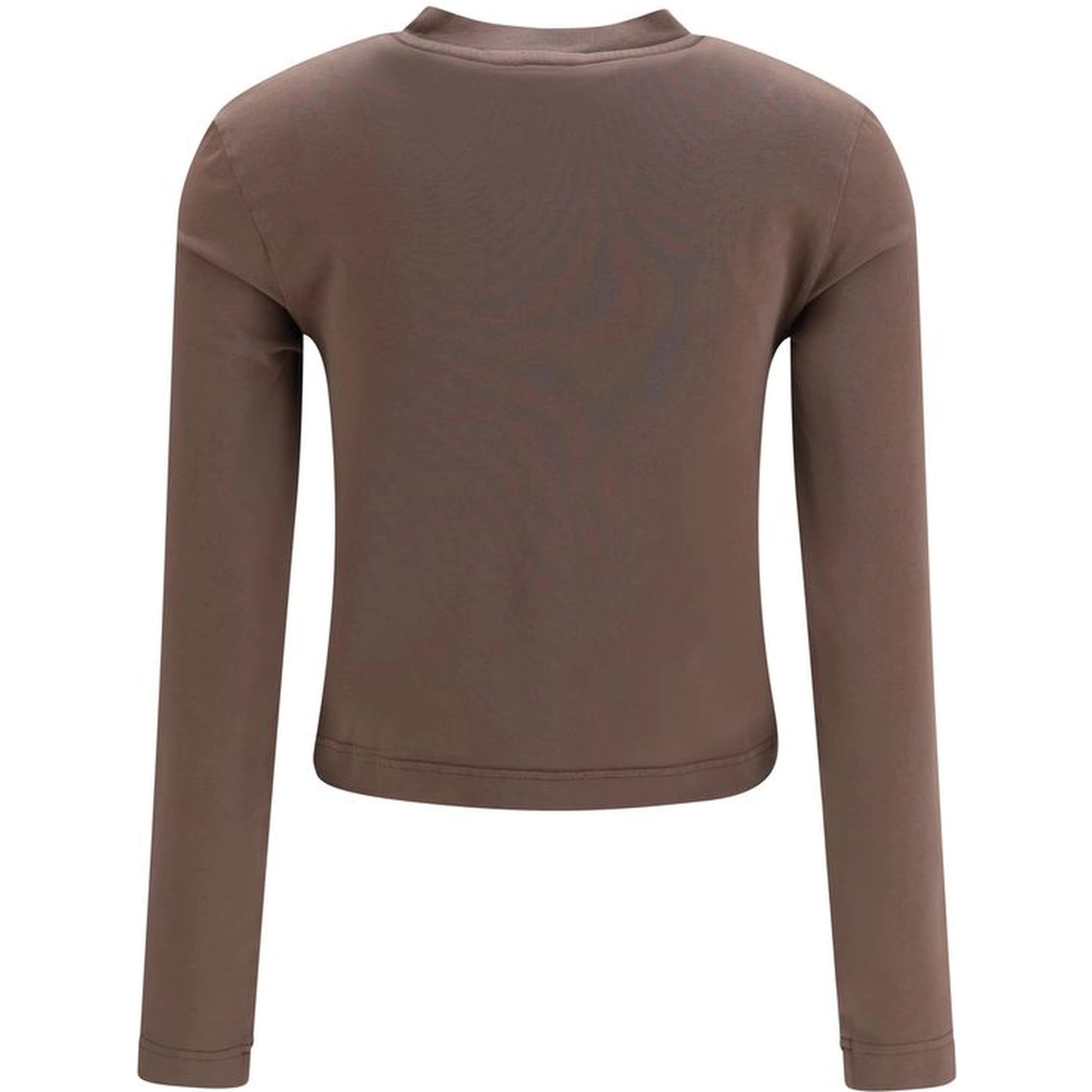 Brown Cotton Long Sleeve T-Shirt