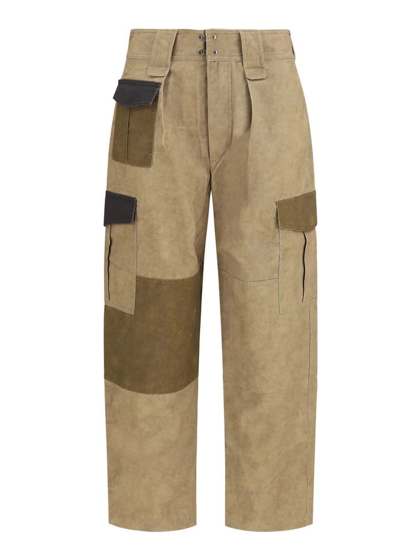 Bicolor Cotton Cargo Pants