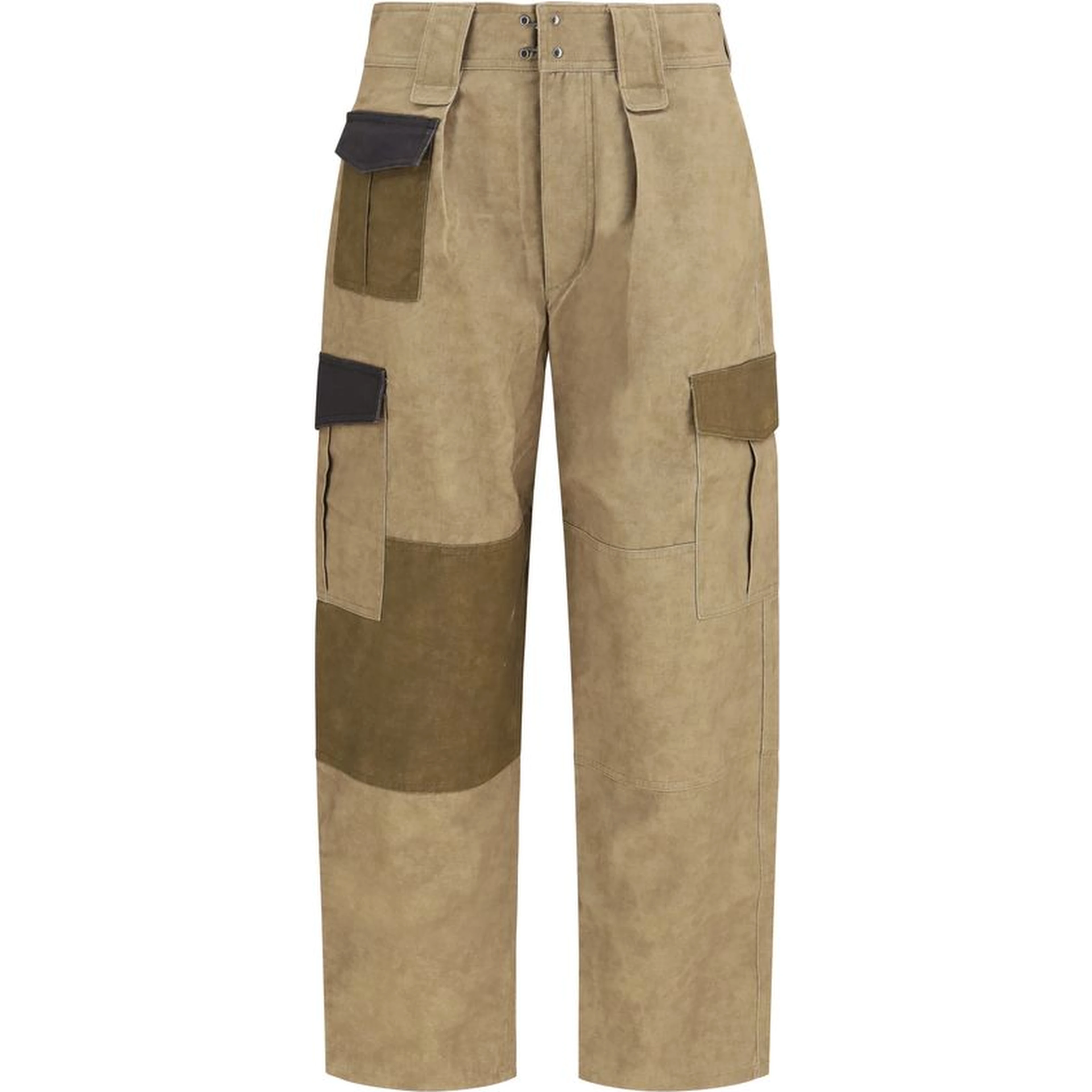 Bicolor Cotton Cargo Pants