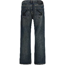 Blue Cotton Straight-Leg Jeans