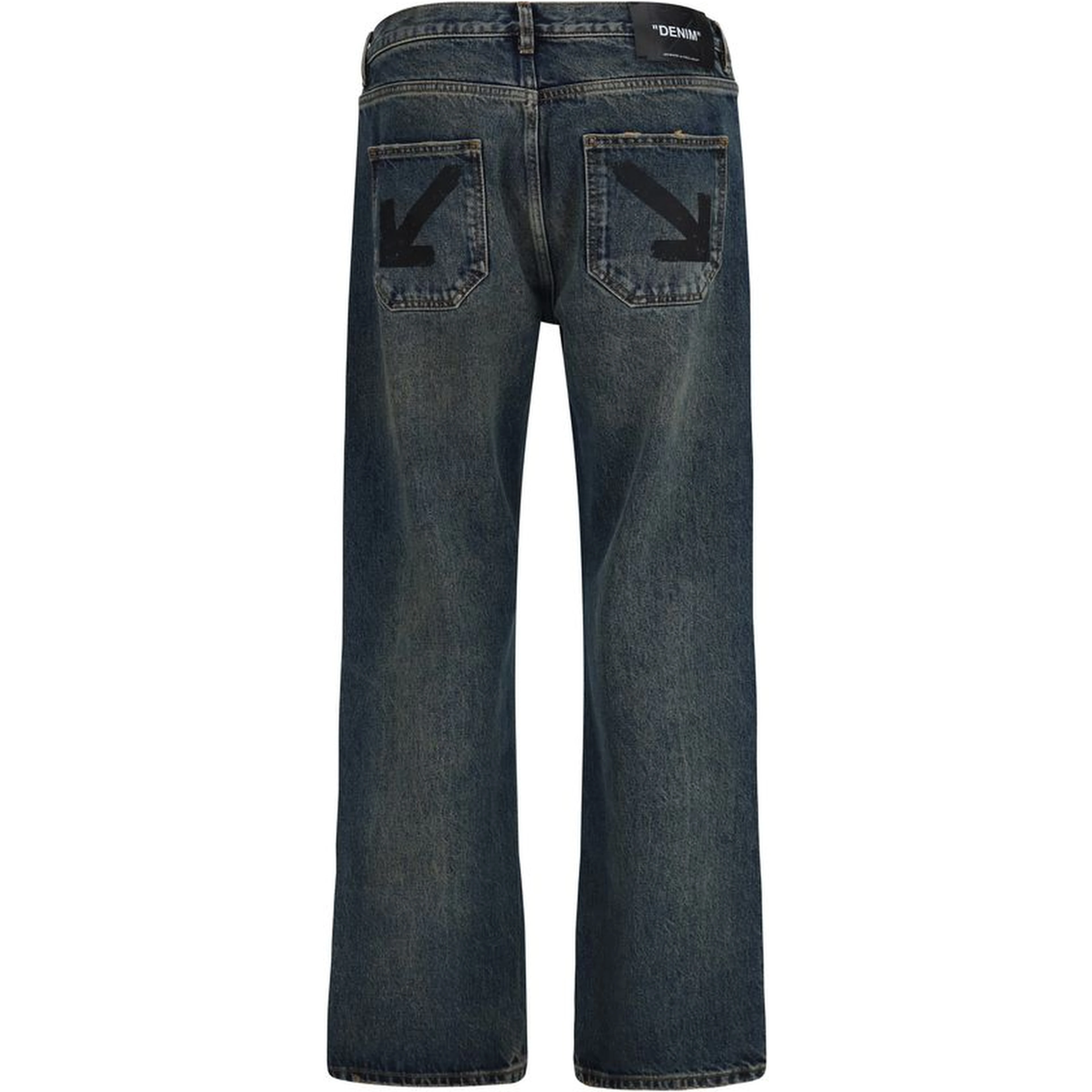 Blue Cotton Straight-Leg Jeans