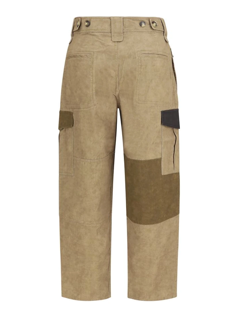 Bicolor Cotton Cargo Pants