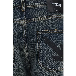 Blue Cotton Straight-Leg Jeans