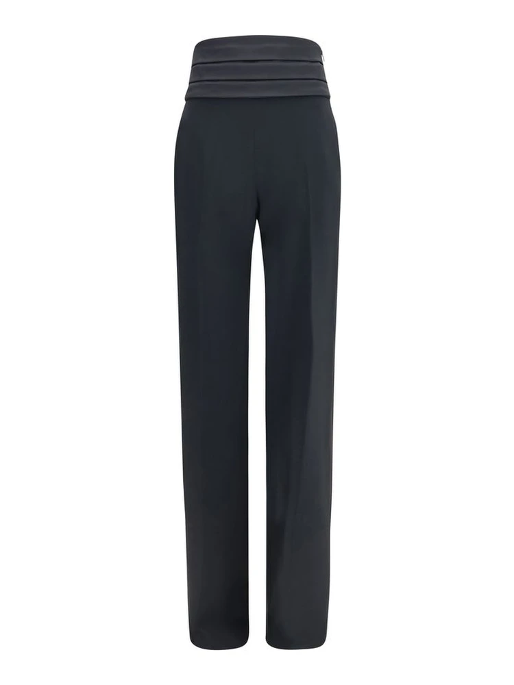 Black Viscose Casual Pants