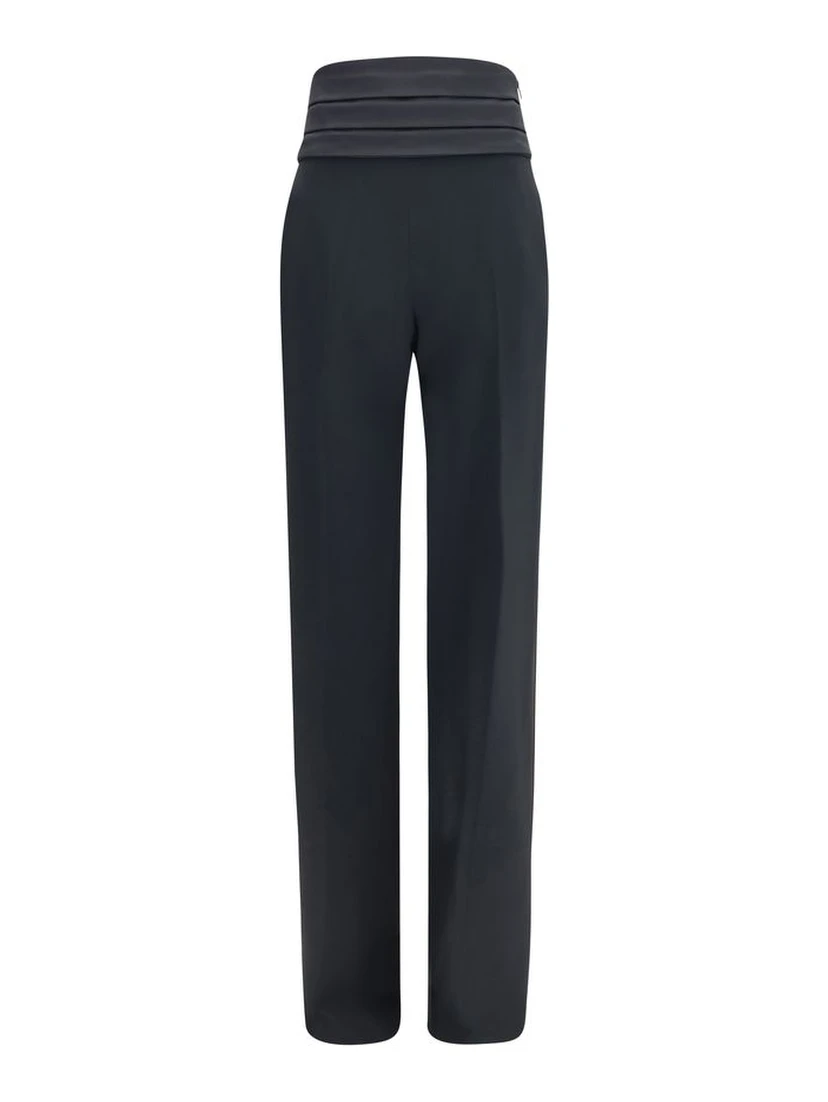 Black Viscose Casual Pants