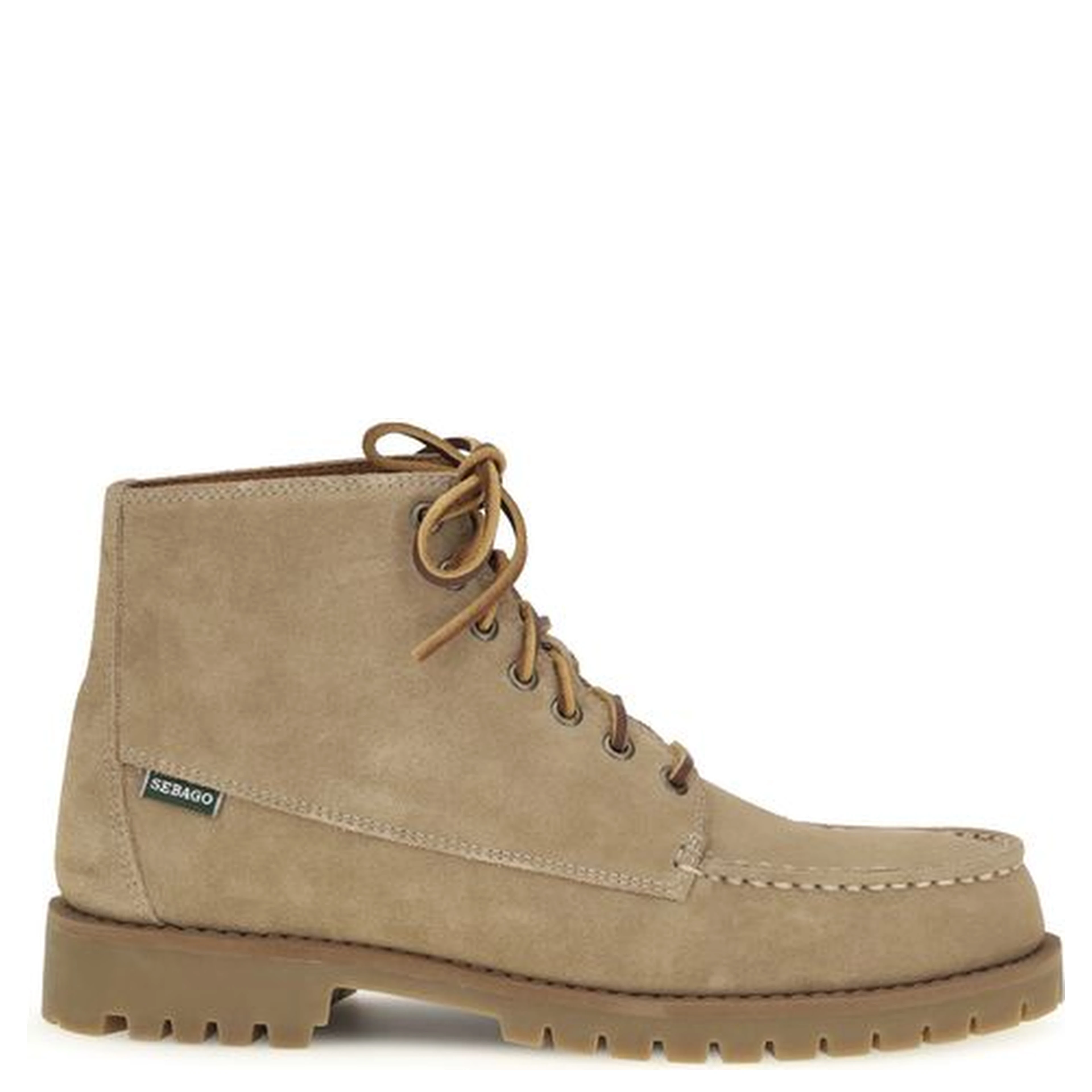 Beige Calf Leather Bos Taurus Lace-Up Boots