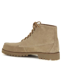 Beige Calf Leather Bos Taurus Lace-Up Boots