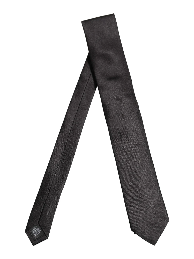 Black Satin 100% Silk Adjustable Tied Men Necktie Tie