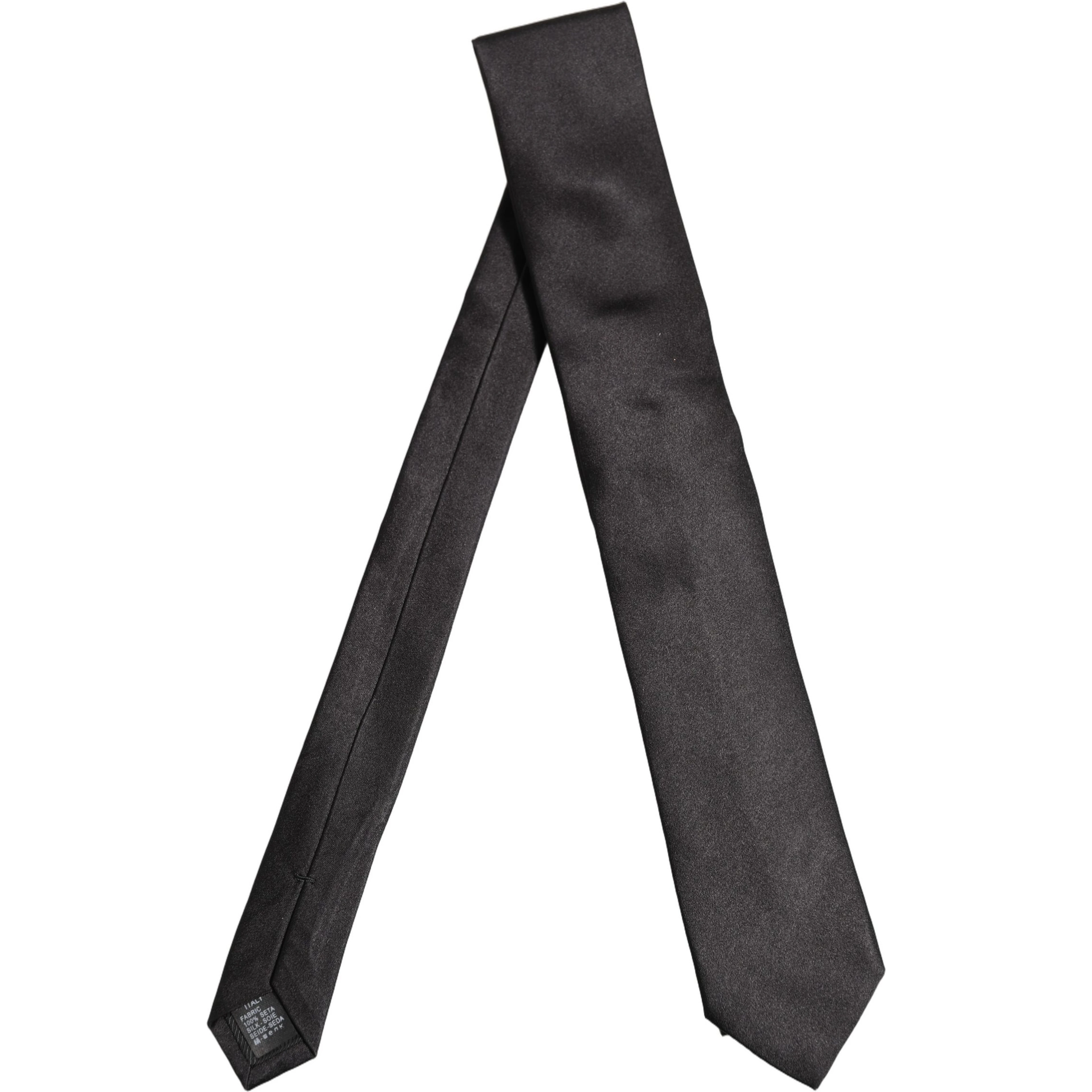 Black Satin 100% Silk Adjustable Tied Men Necktie Tie
