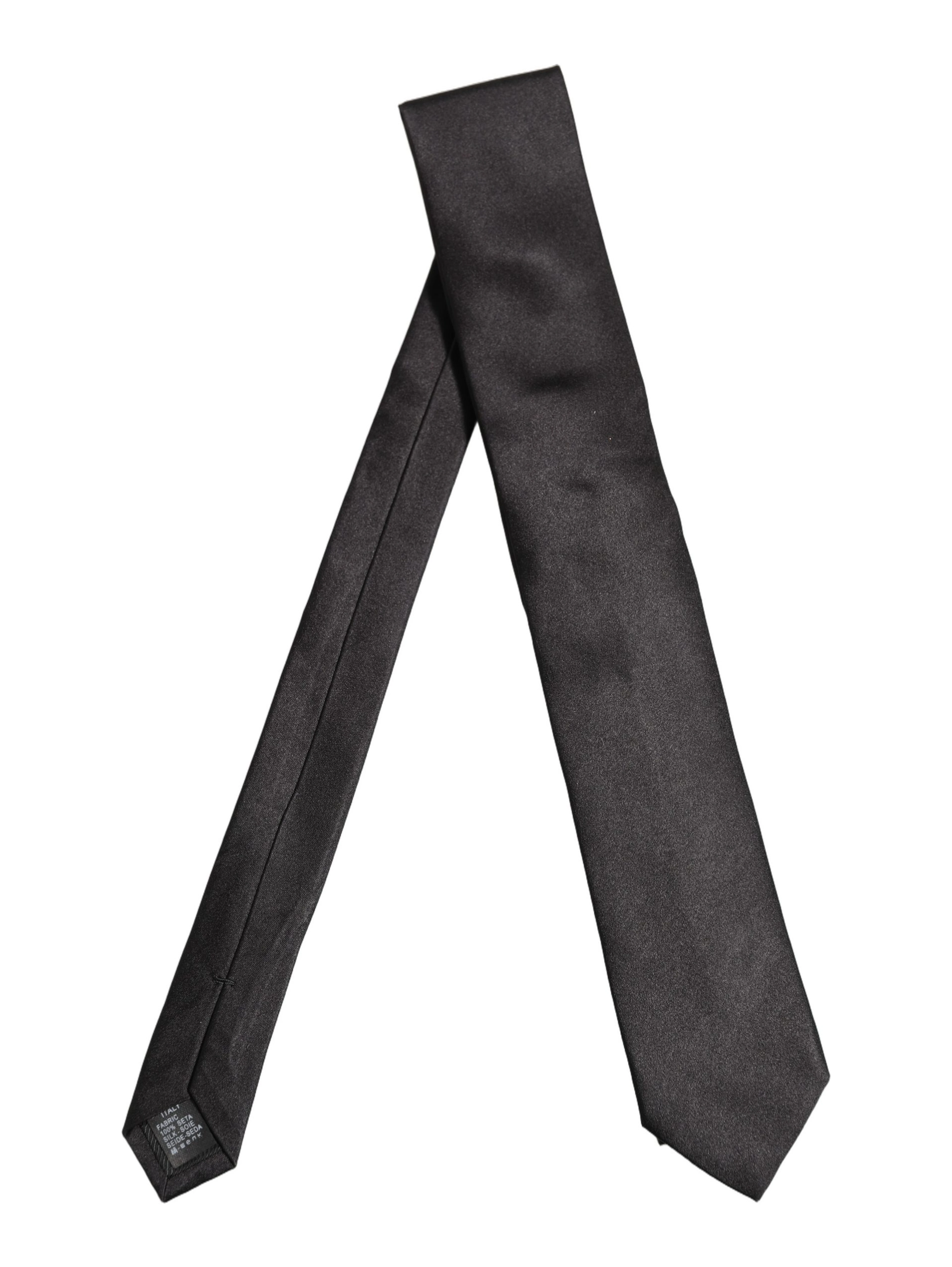 Black Satin 100% Silk Adjustable Tied Men Necktie Tie