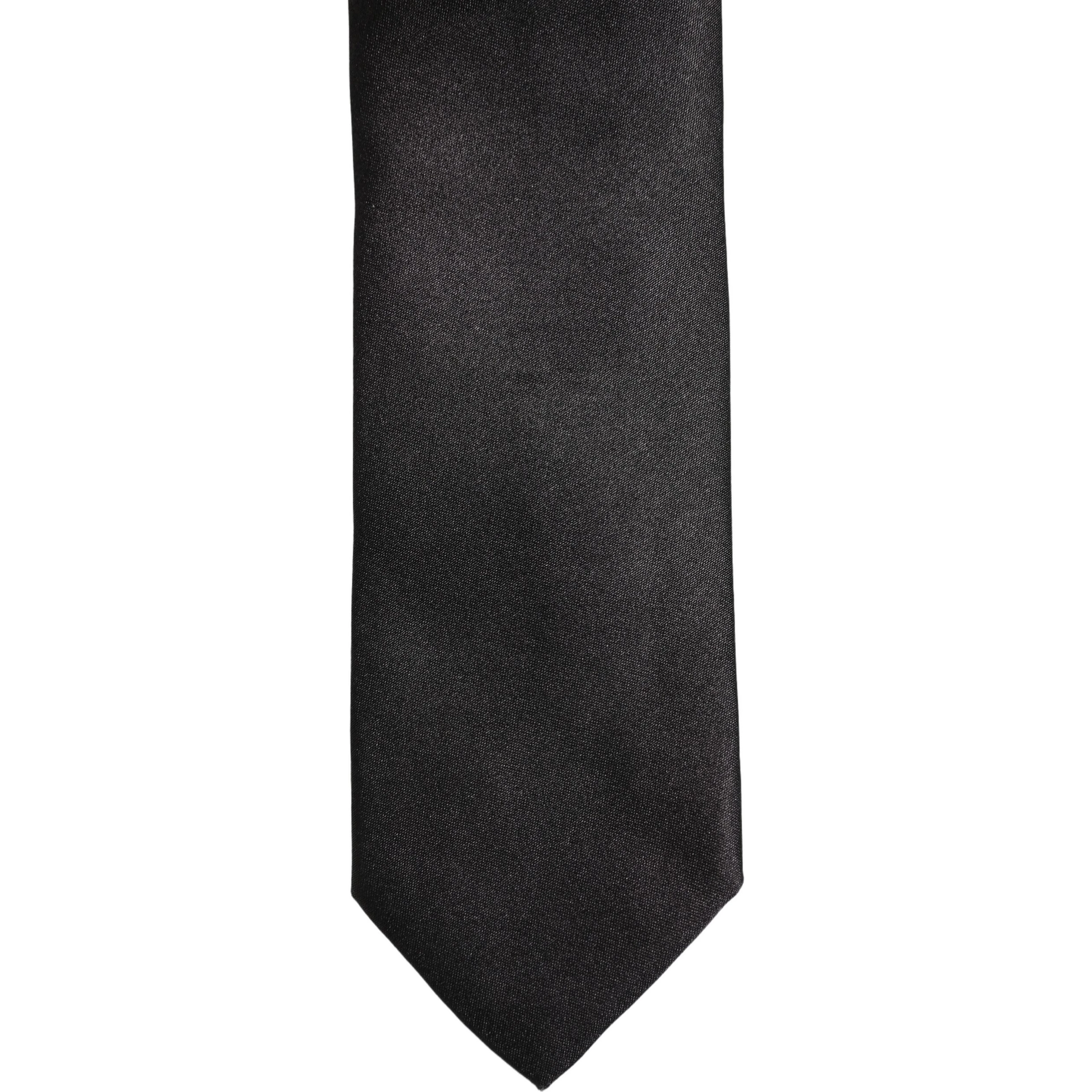 Black Satin 100% Silk Adjustable Tied Men Necktie Tie