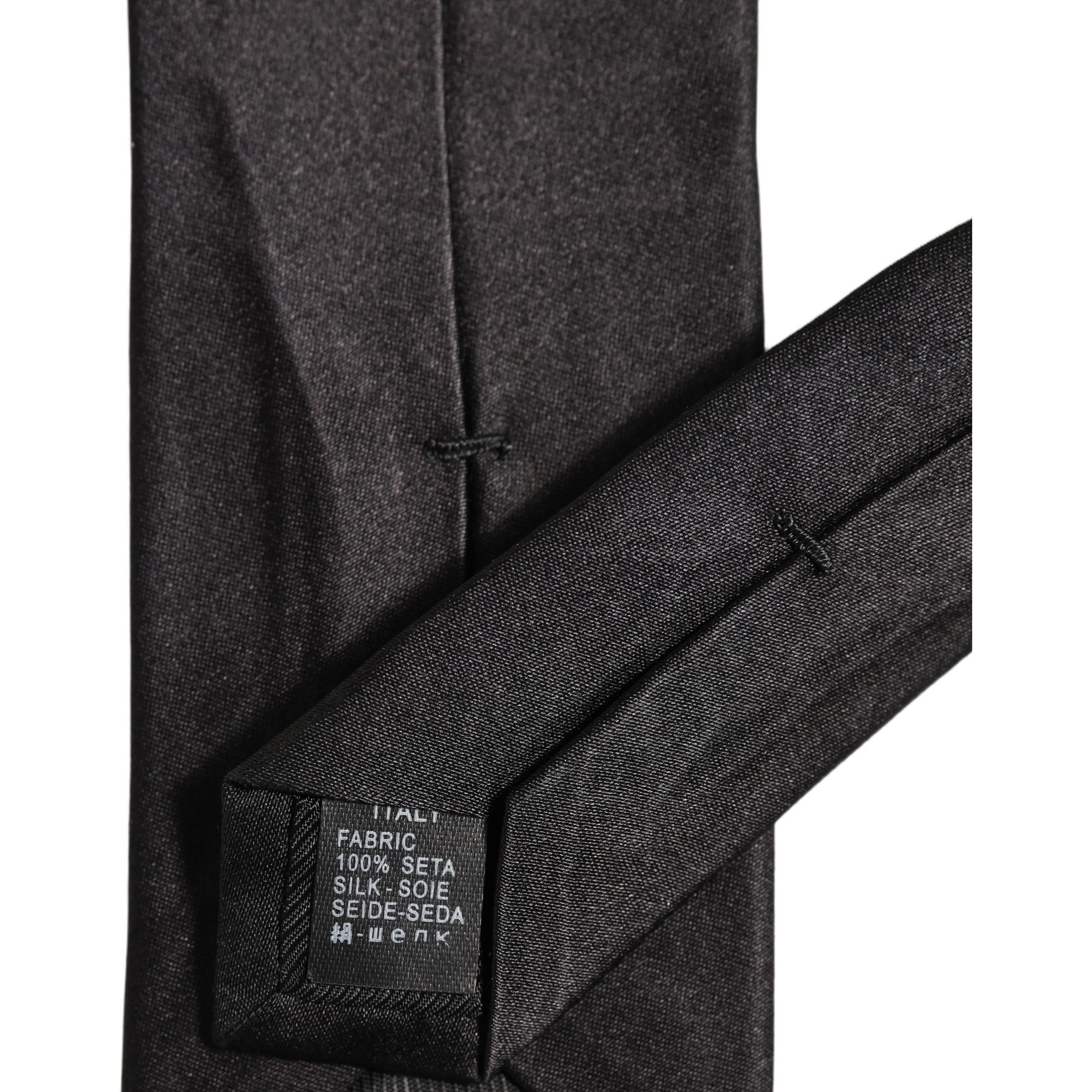 Black Satin 100% Silk Adjustable Tied Men Necktie Tie
