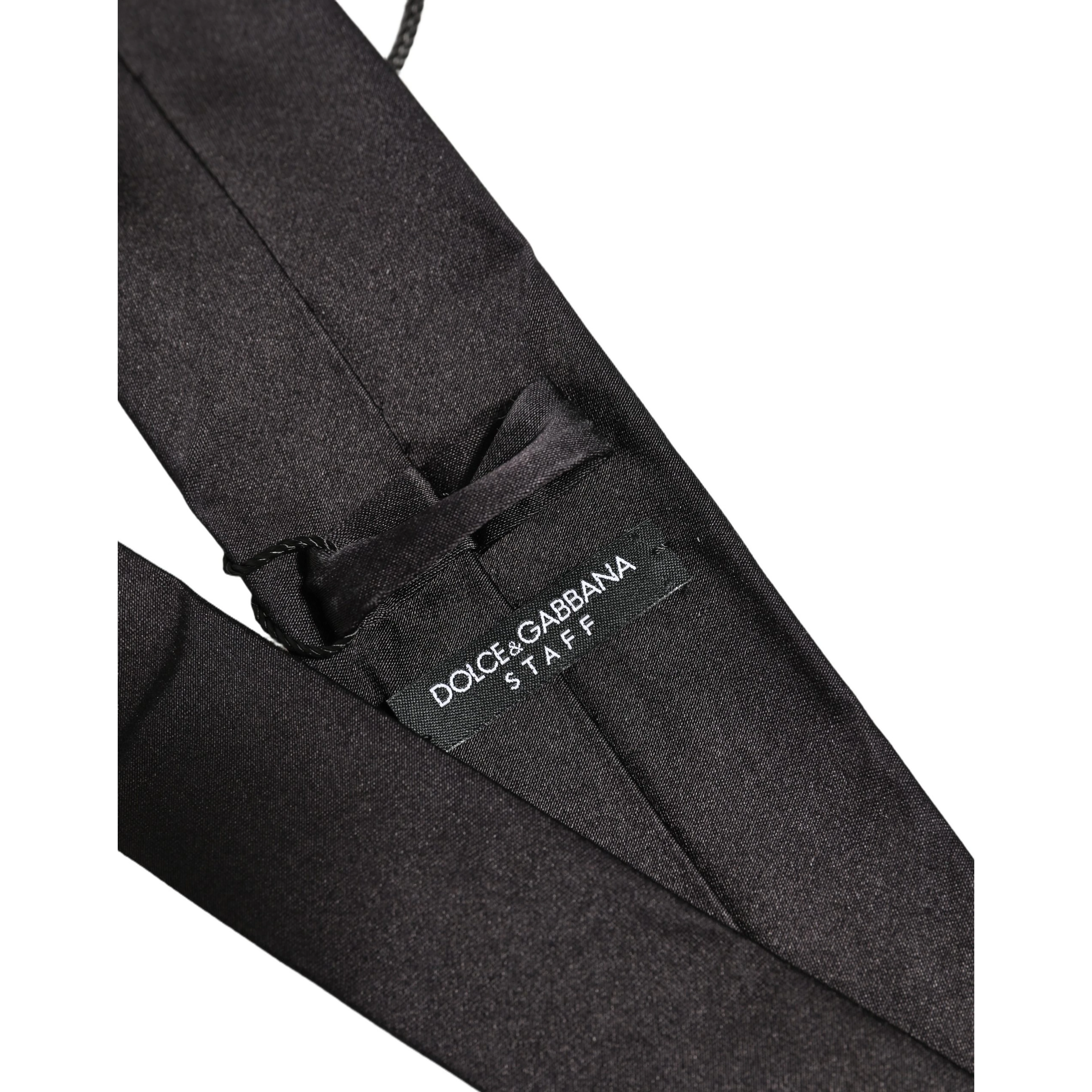Black Satin 100% Silk Adjustable Tied Men Necktie Tie