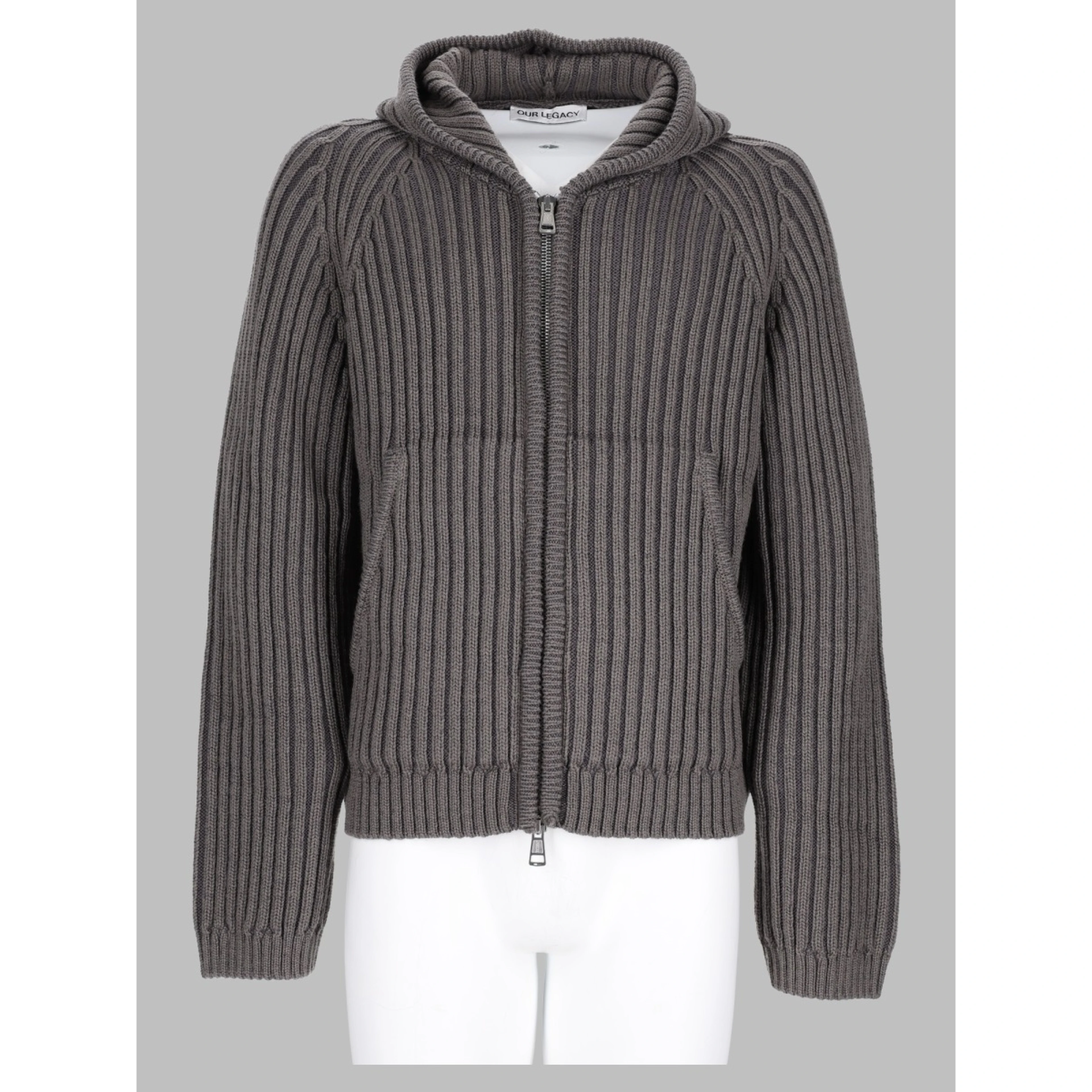 Maglia In Lana Merino Con Zip e Cappuccio