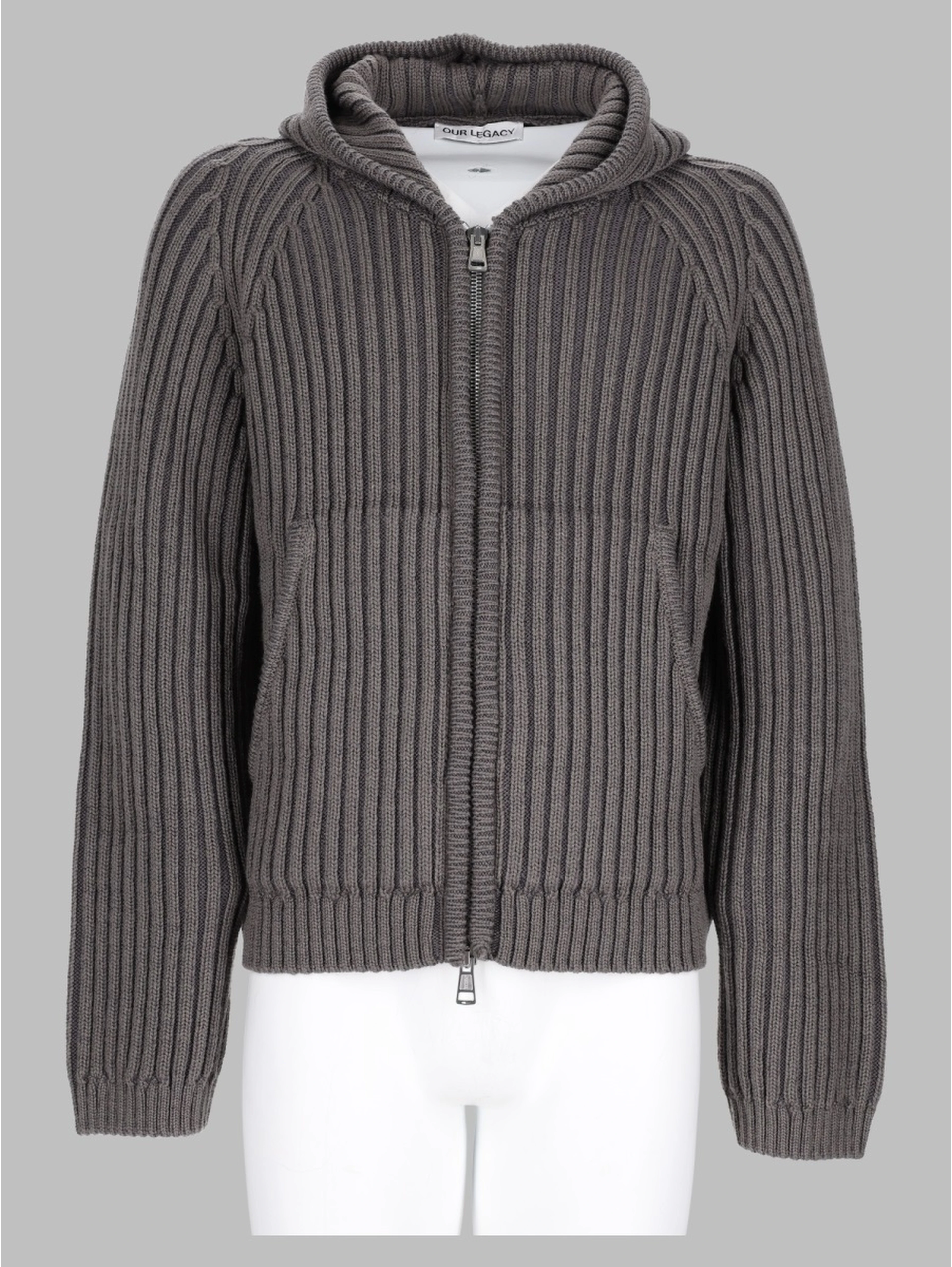 Maglia In Lana Merino Con Zip e Cappuccio
