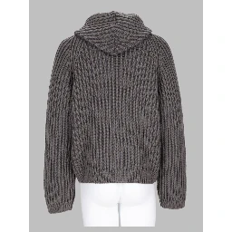 Maglia In Lana Merino Con Zip e Cappuccio