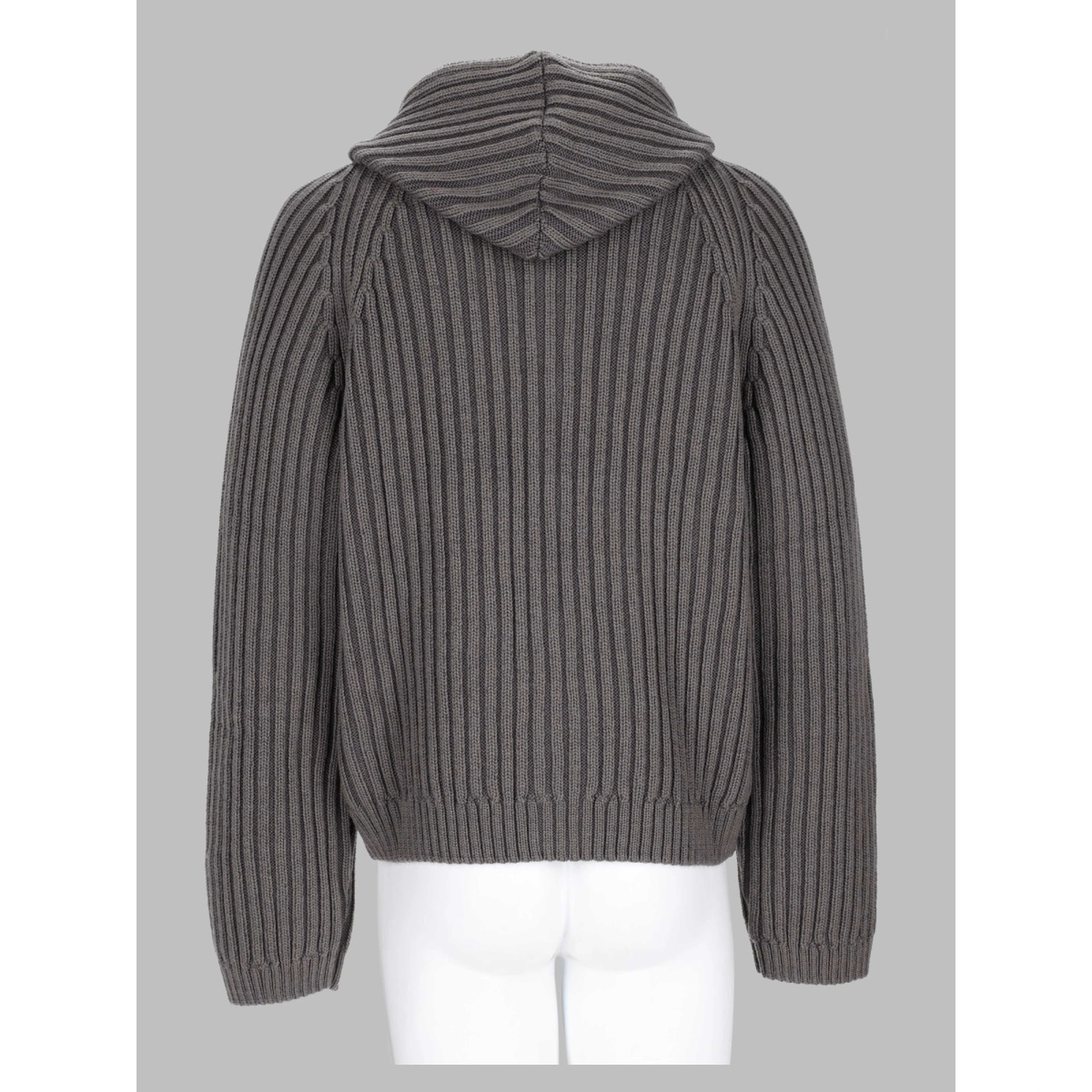Maglia In Lana Merino Con Zip e Cappuccio