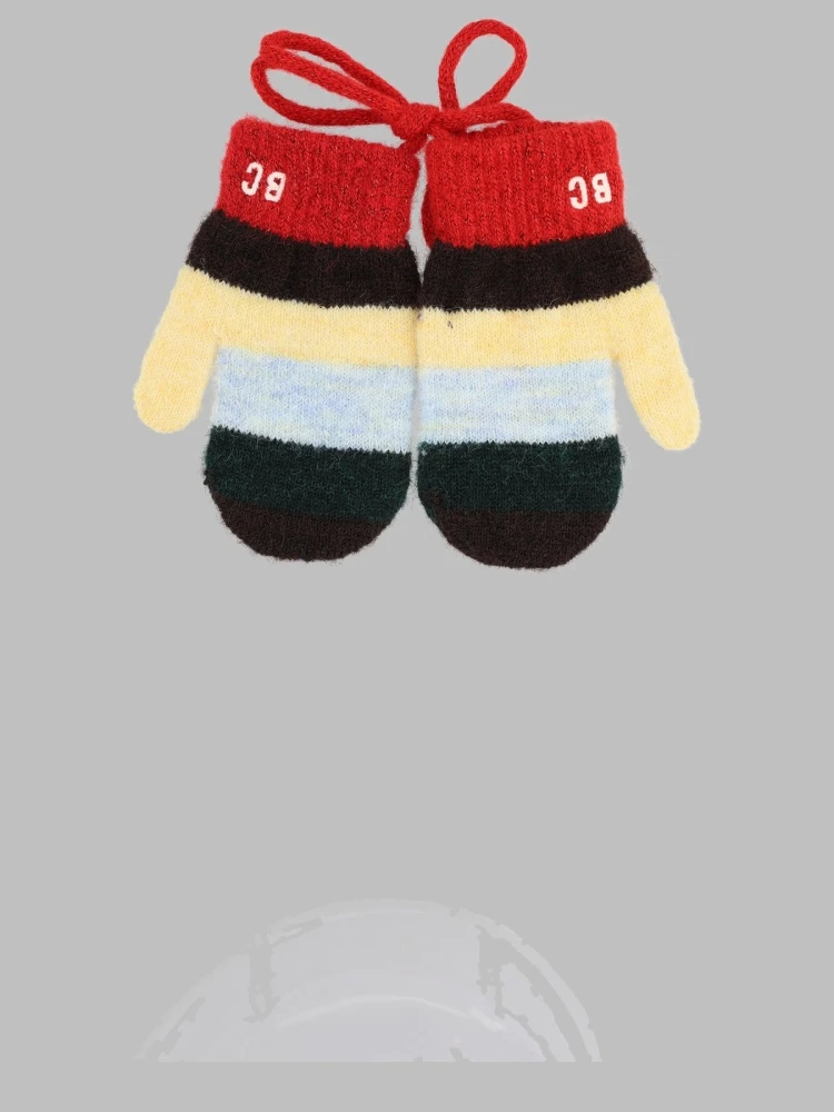 striped knitted mittens