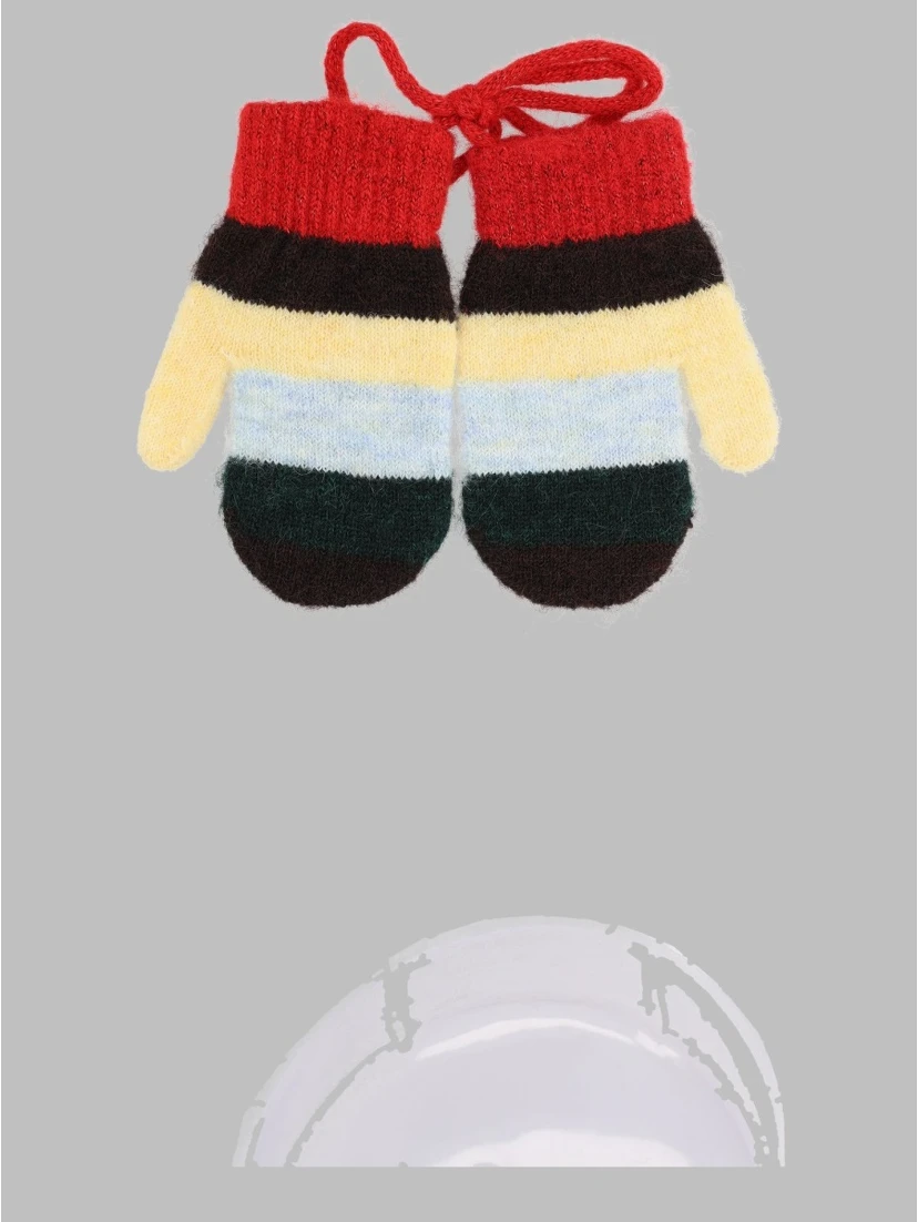 striped knitted mittens