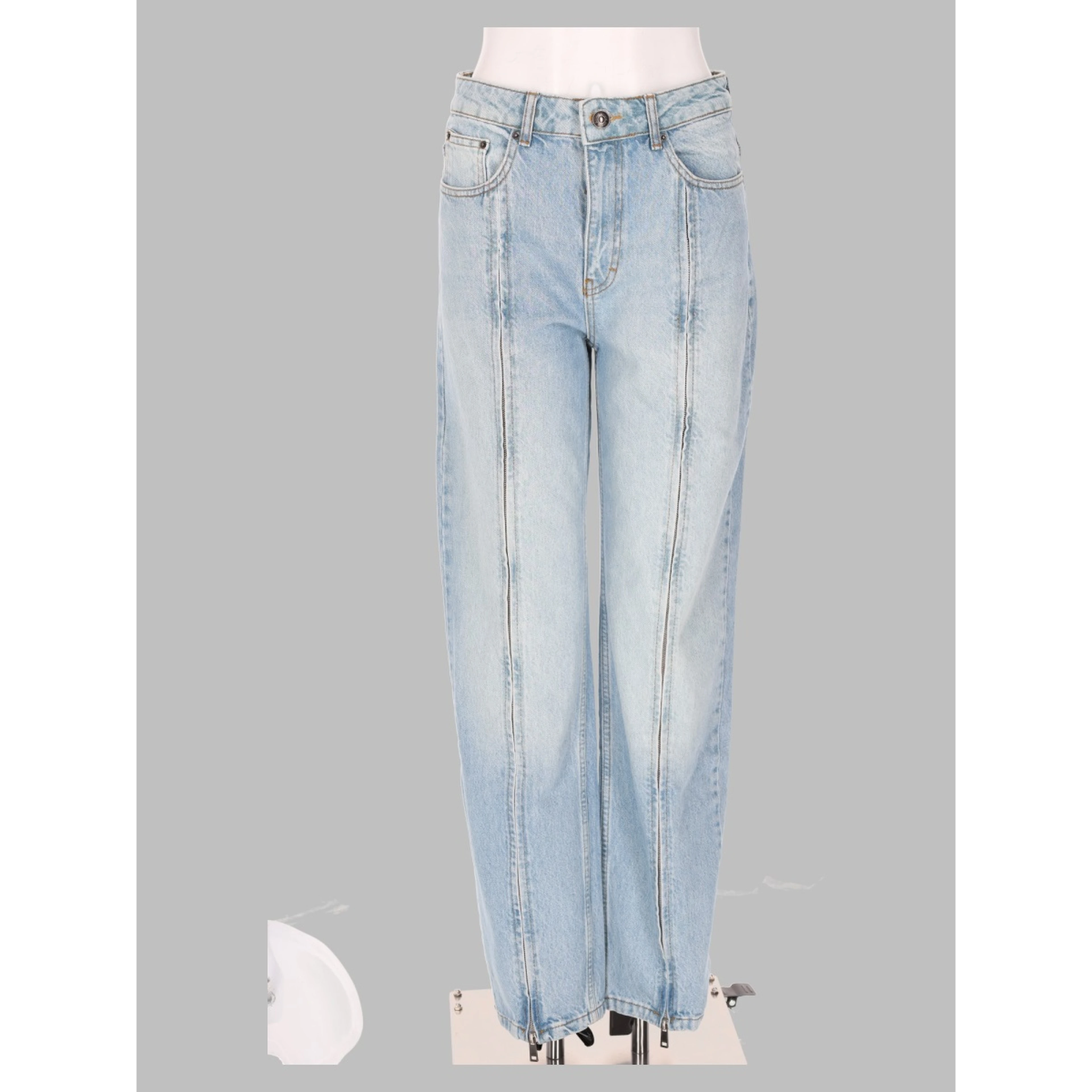 Jeans Dritto In Denim Con Zip