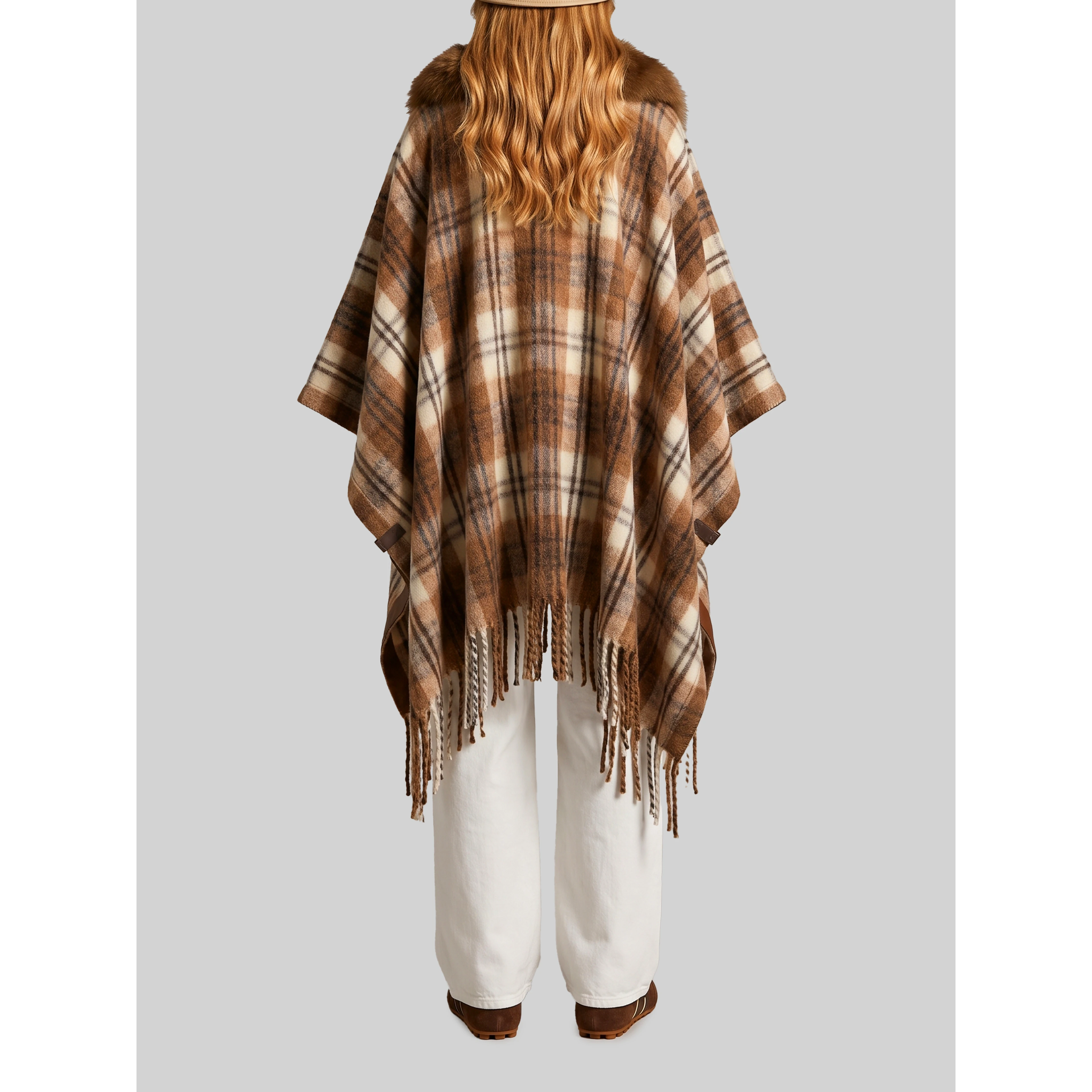 Cape with faux fur detail