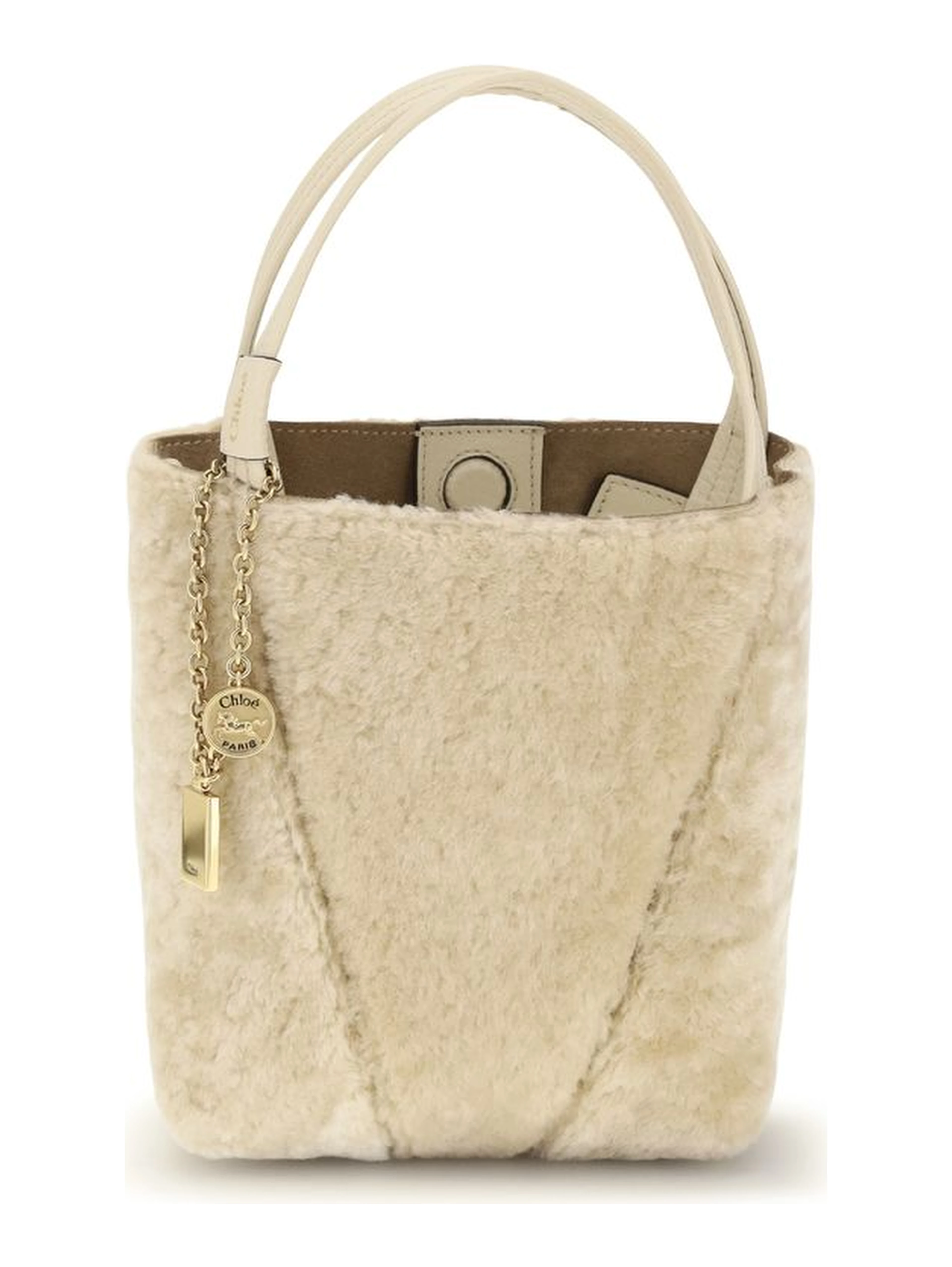 Beige Calf Leather Bos Taurus Shoulder Bag