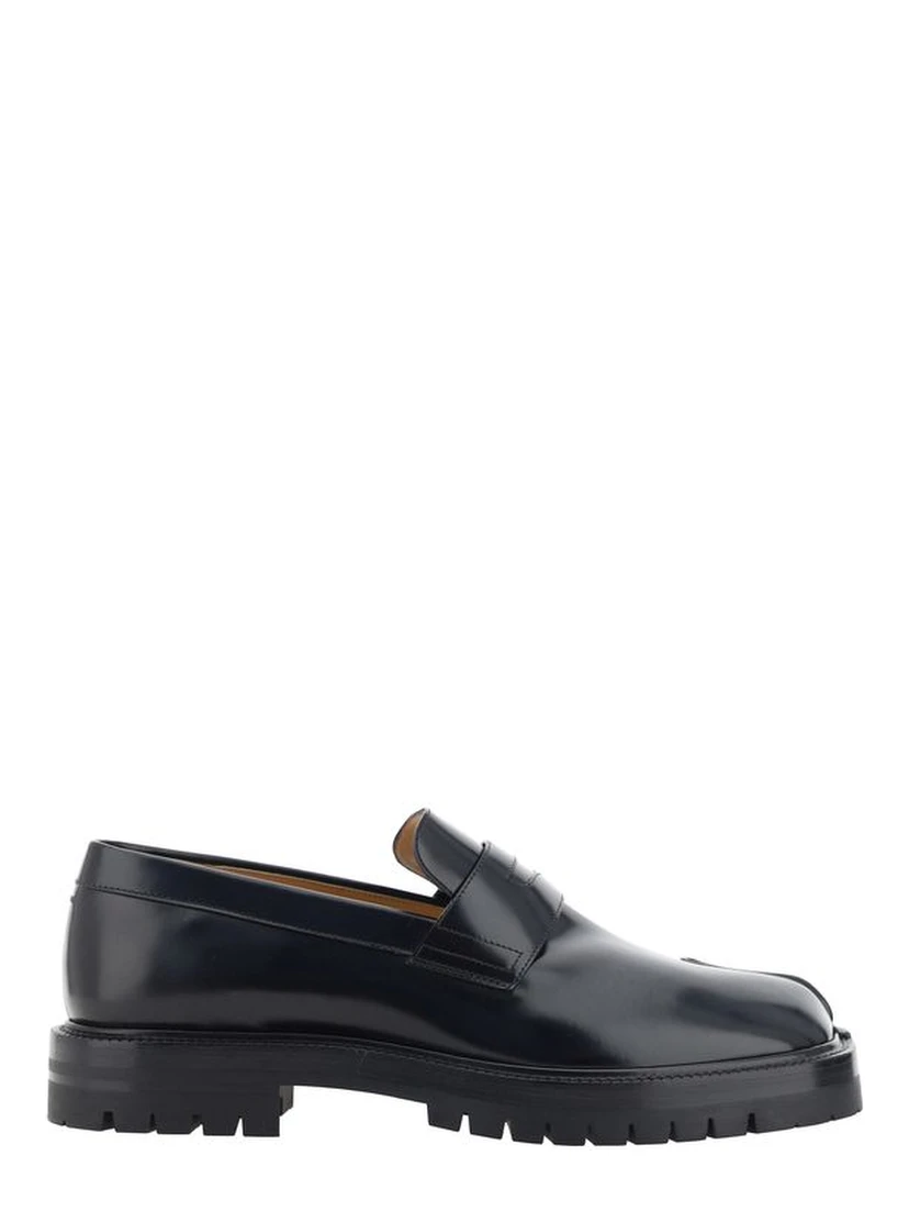 Black Calf Leather Bos Taurus Slip-On Loafers