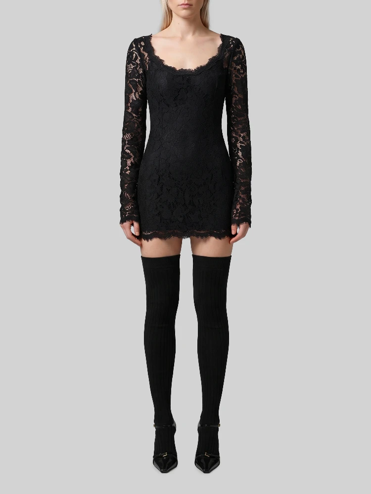 Mini dress in cordonnet lace
