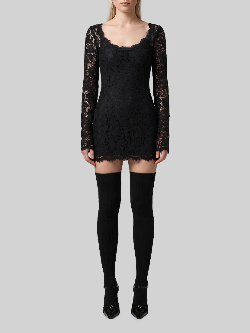 Mini dress in cordonnet lace