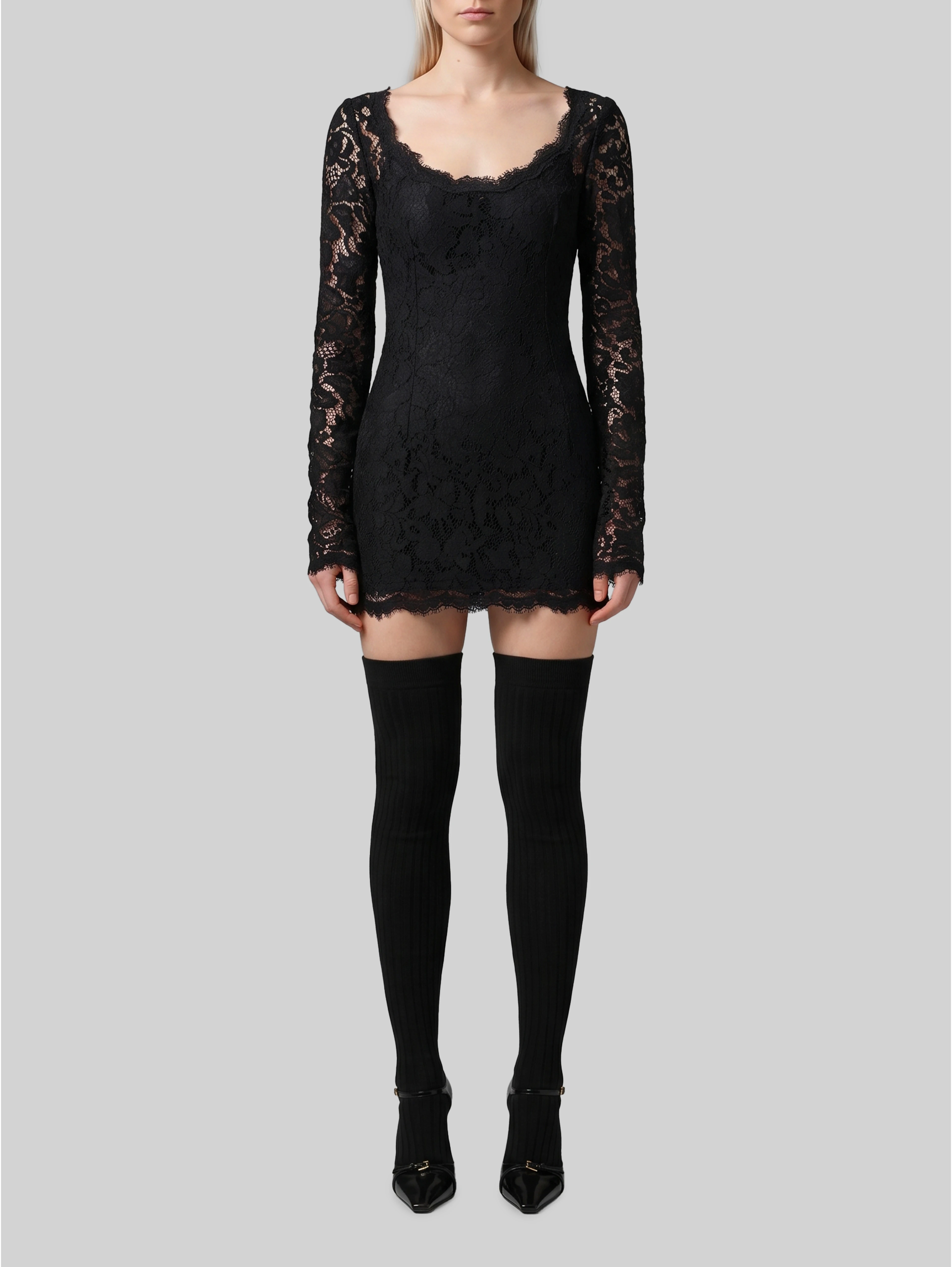 Mini dress in cordonnet lace