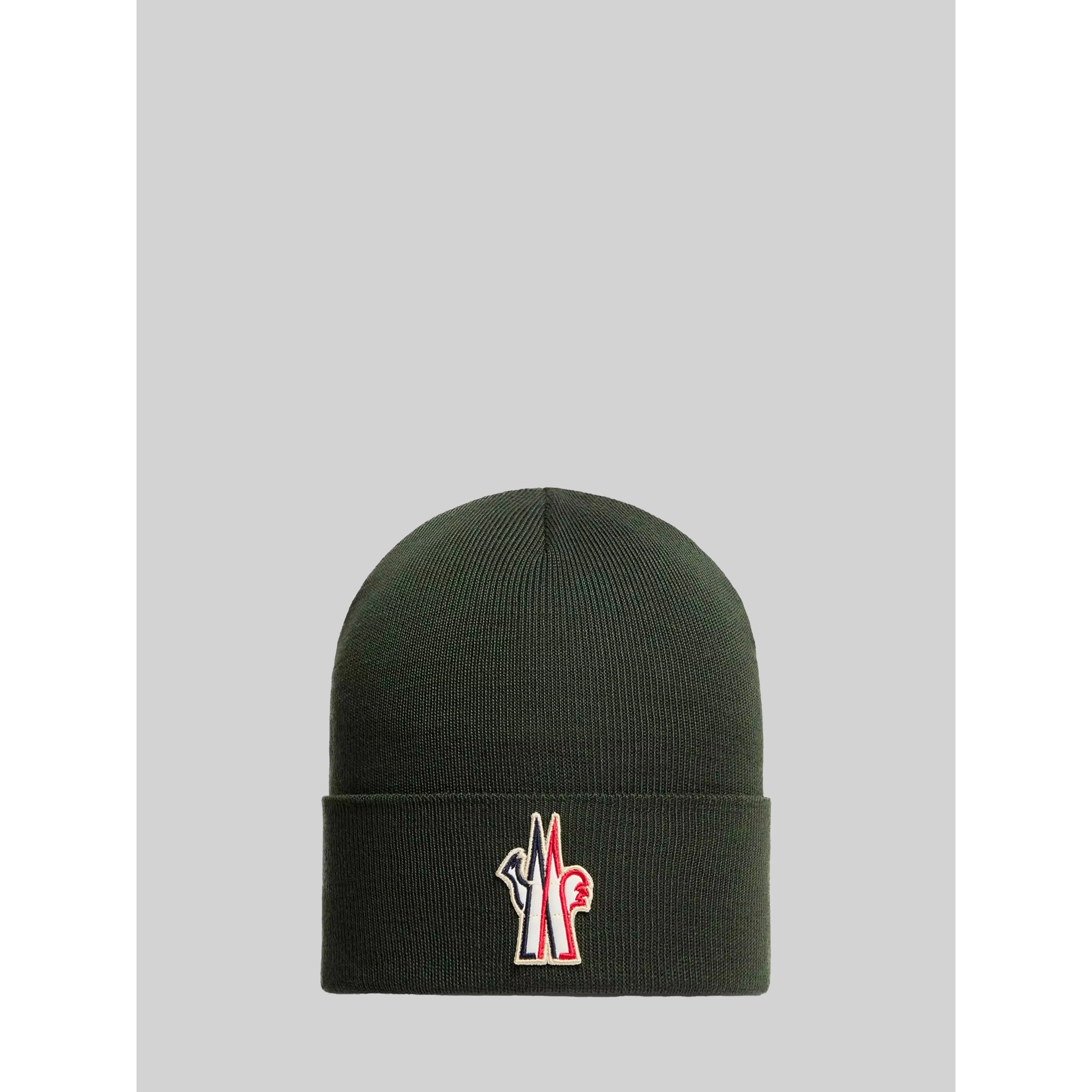 Dark green wool beanie with logo