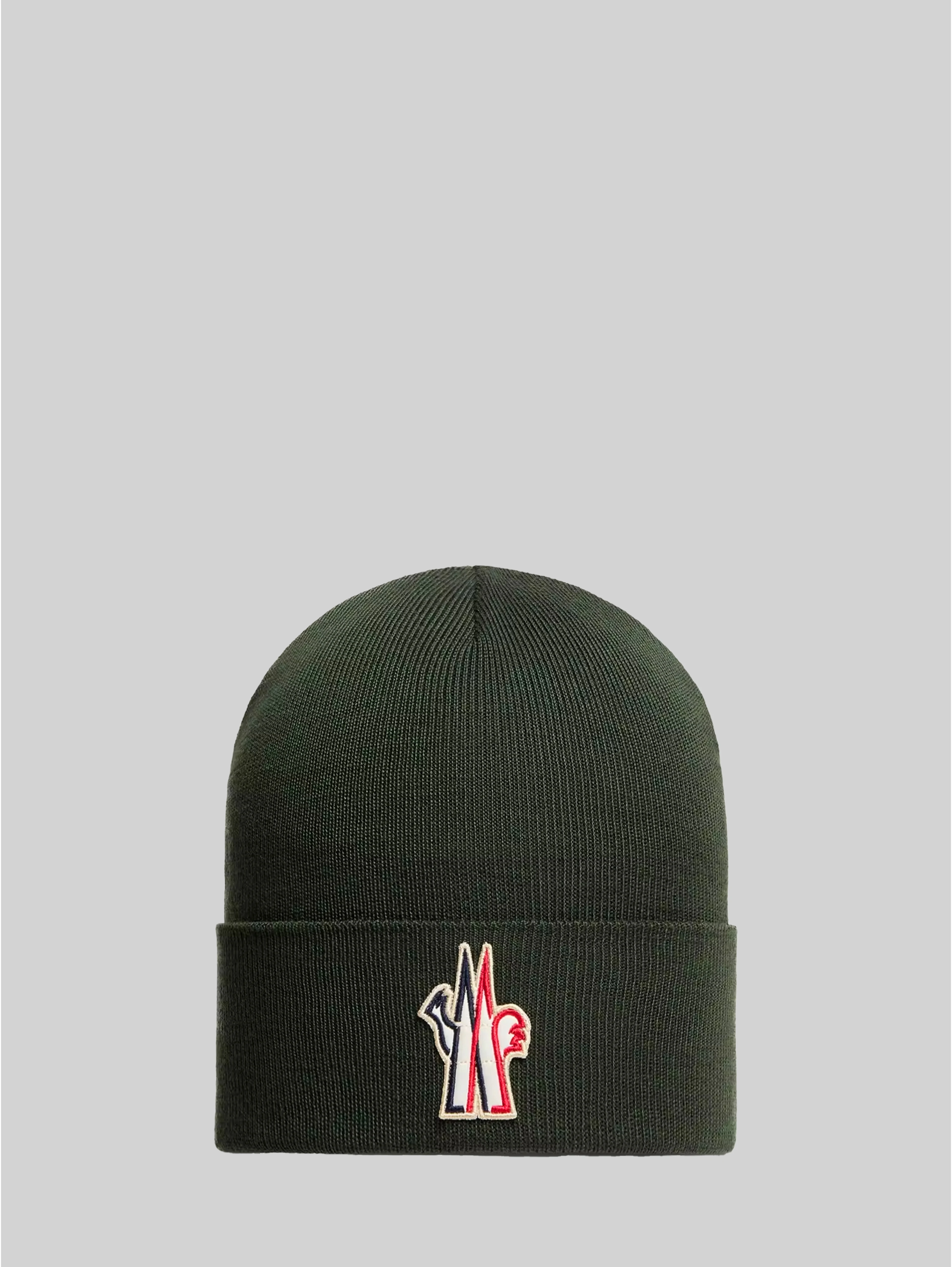 Dark green wool beanie with logo