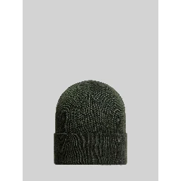 Dark green wool beanie with logo