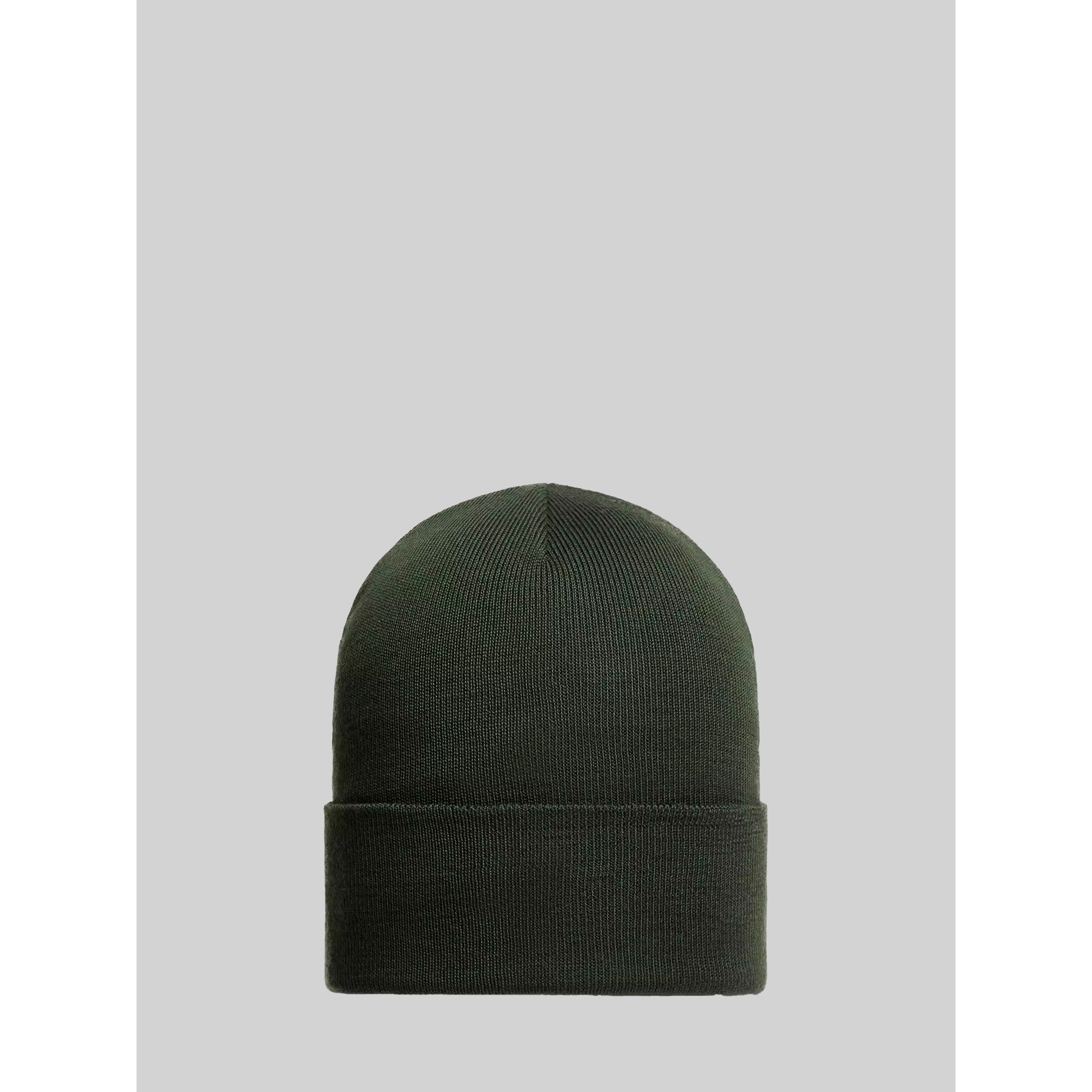 Dark green wool beanie with logo
