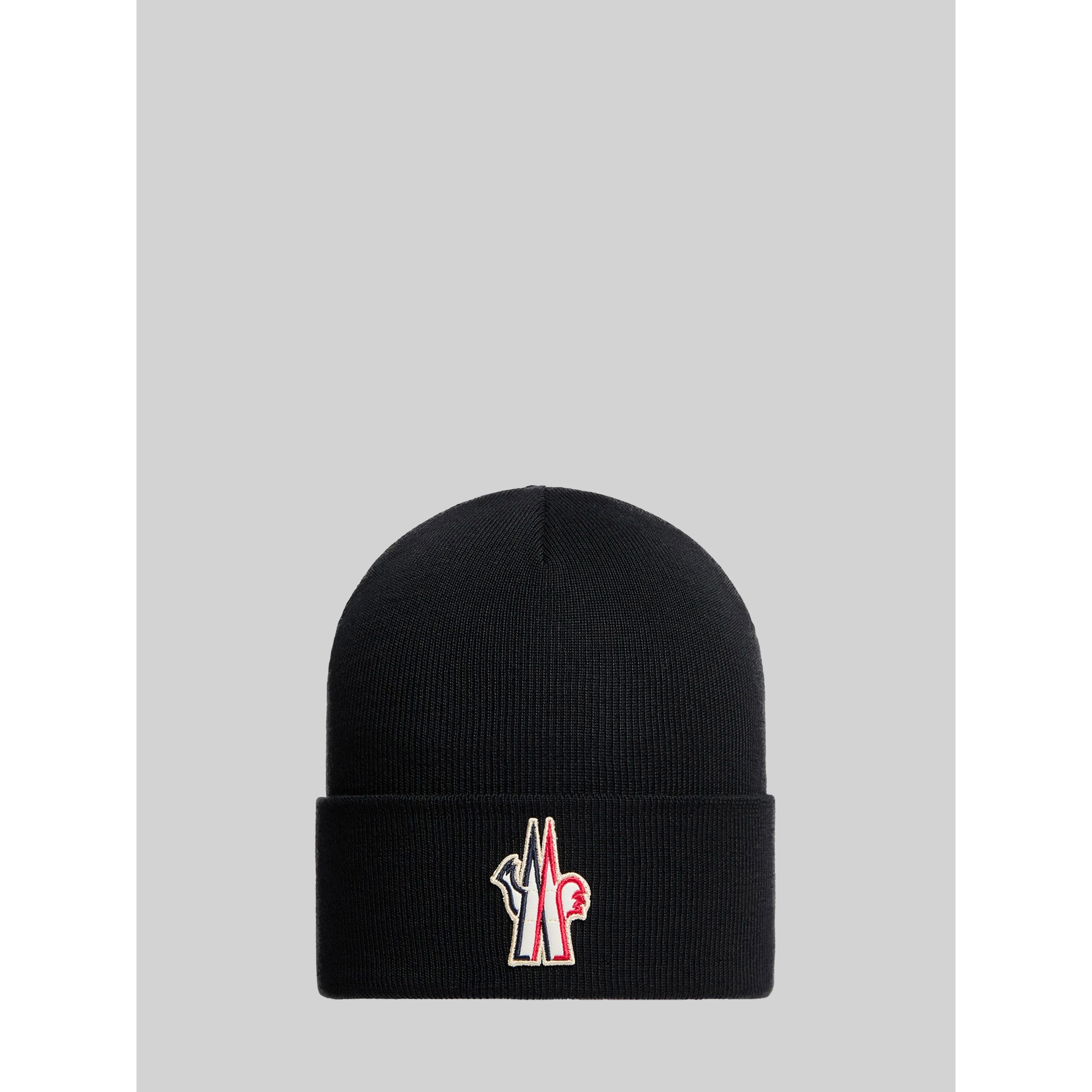 Black wool beanie with logo