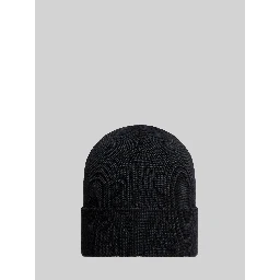 Black wool beanie with logo
